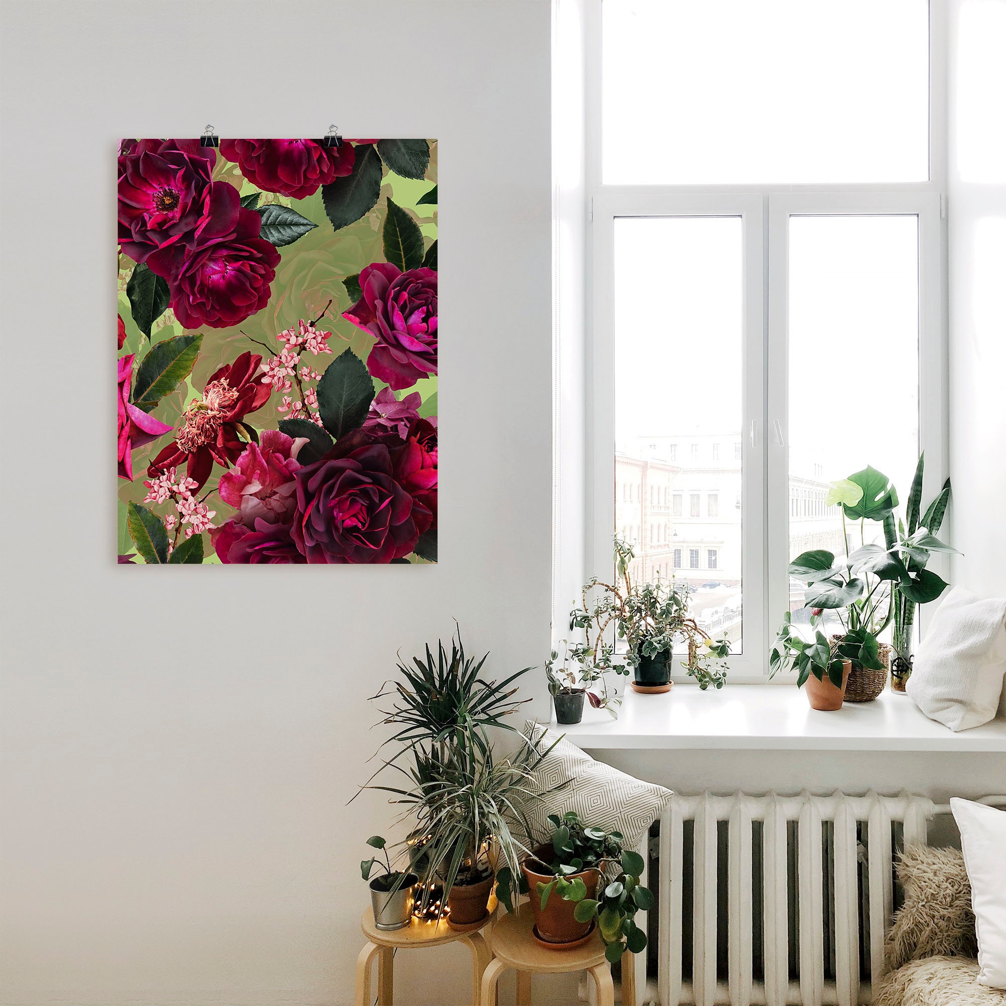 Artland Poster »Dunkle Rosen auf Grün« Blumenbilder 1 Stk. tlg. ohne Rahmen