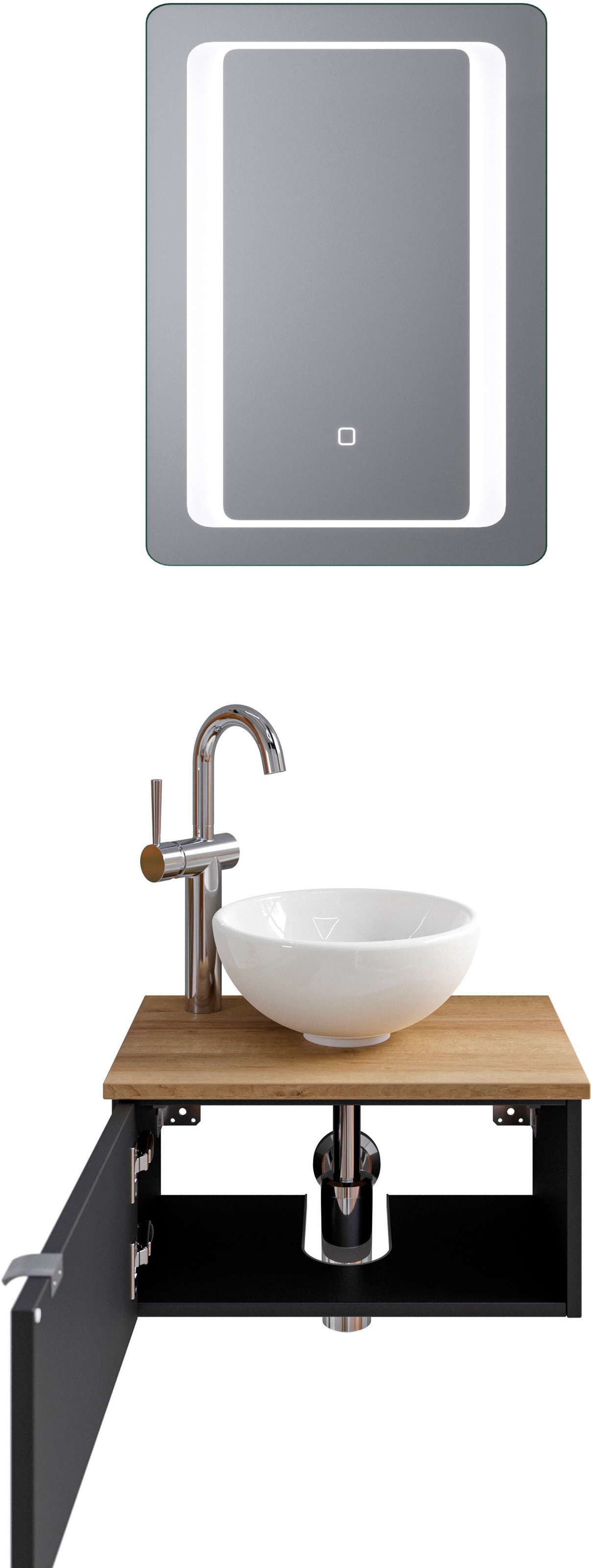 Saphir Badmöbel-Set »Serie 6915«, (4 St.), Gäste-Bad, 51 cm breit, mit LED-Spiegel und 1 Tür