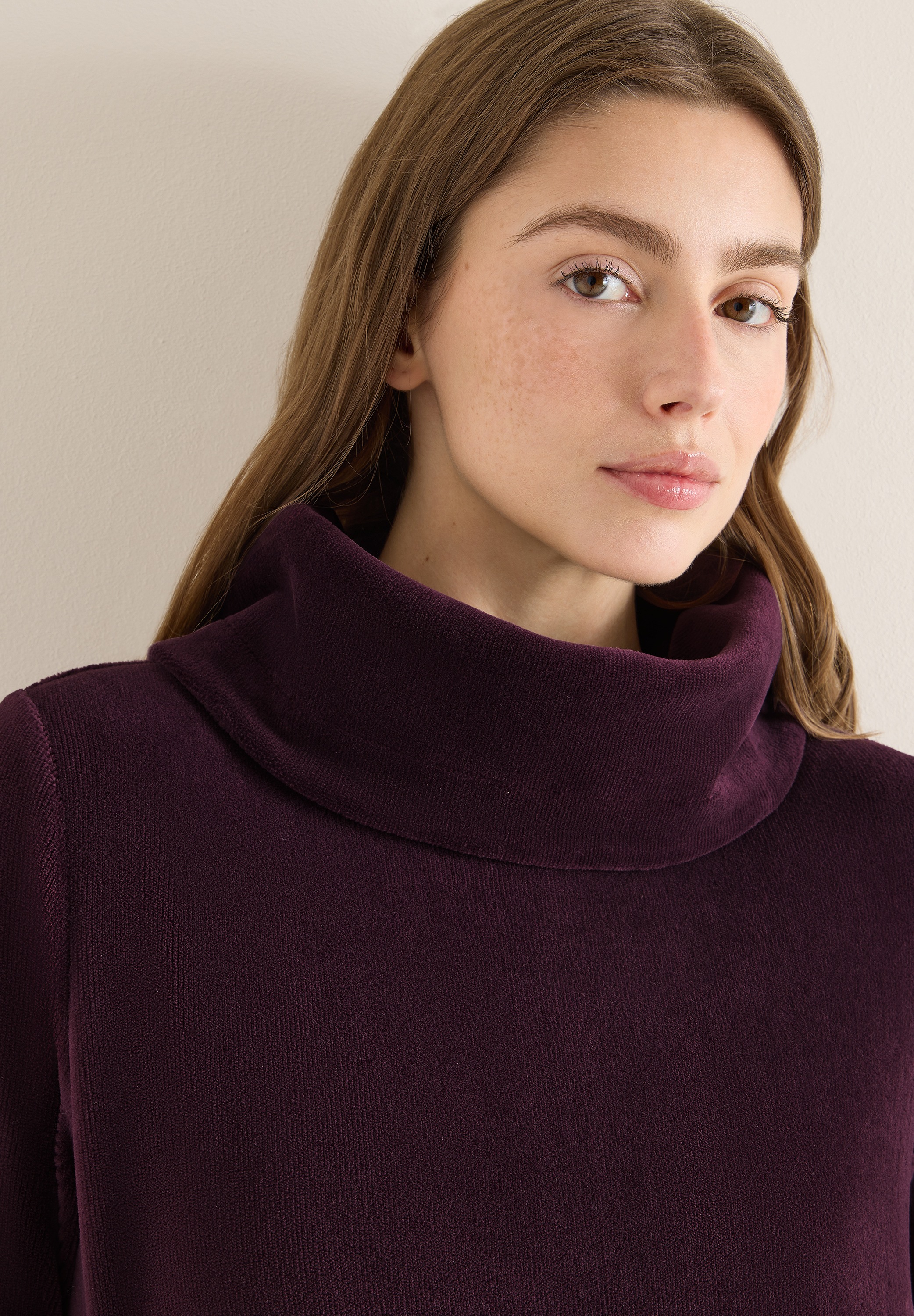 Thumbnail - Cecil Rundhalspullover Cord Shirt mit großem Kragen