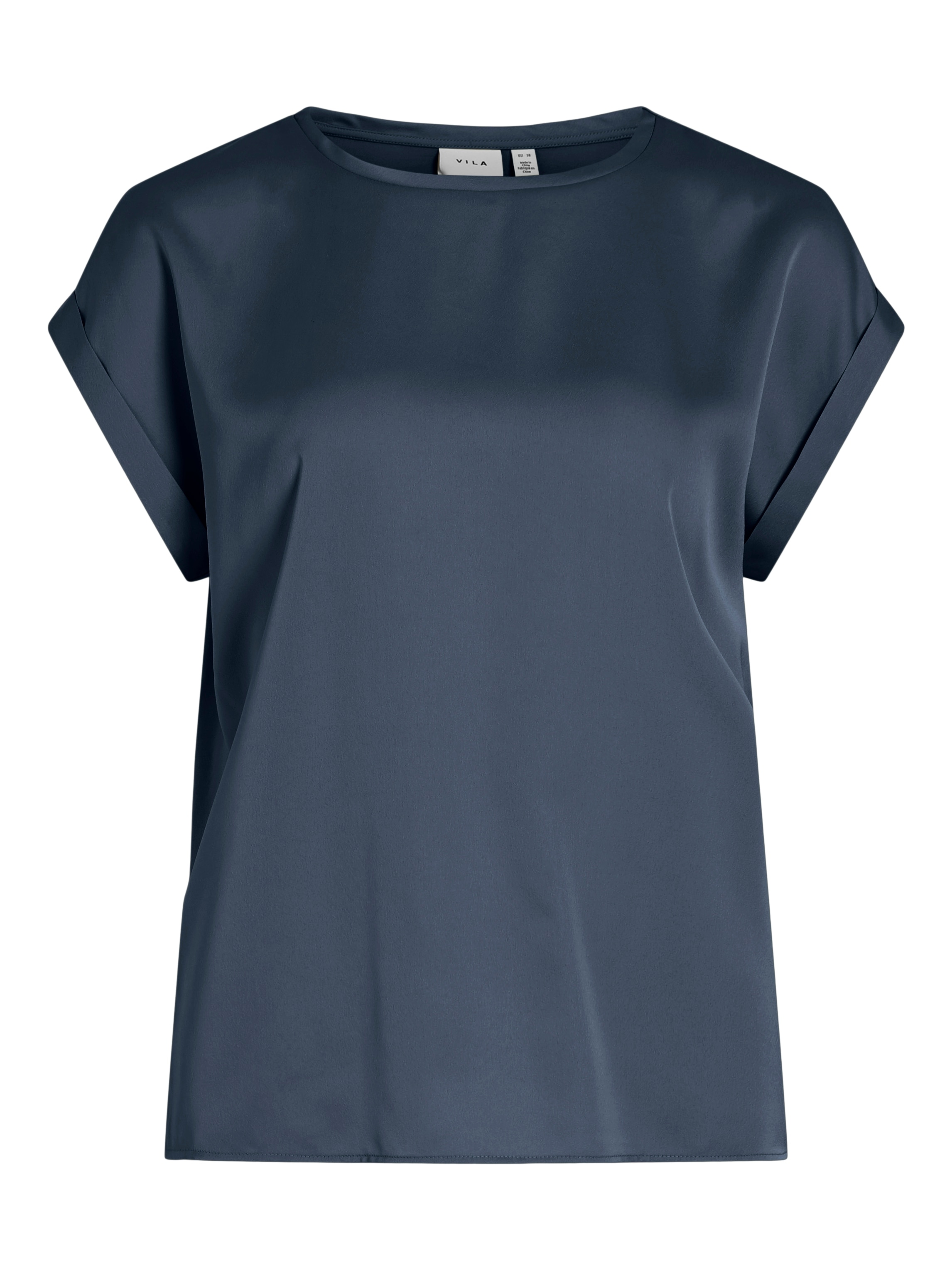 Vila Kurzarmshirt "VIELLETTE S/S SATIN TOP - NOOS", Satin Optik günstig online kaufen