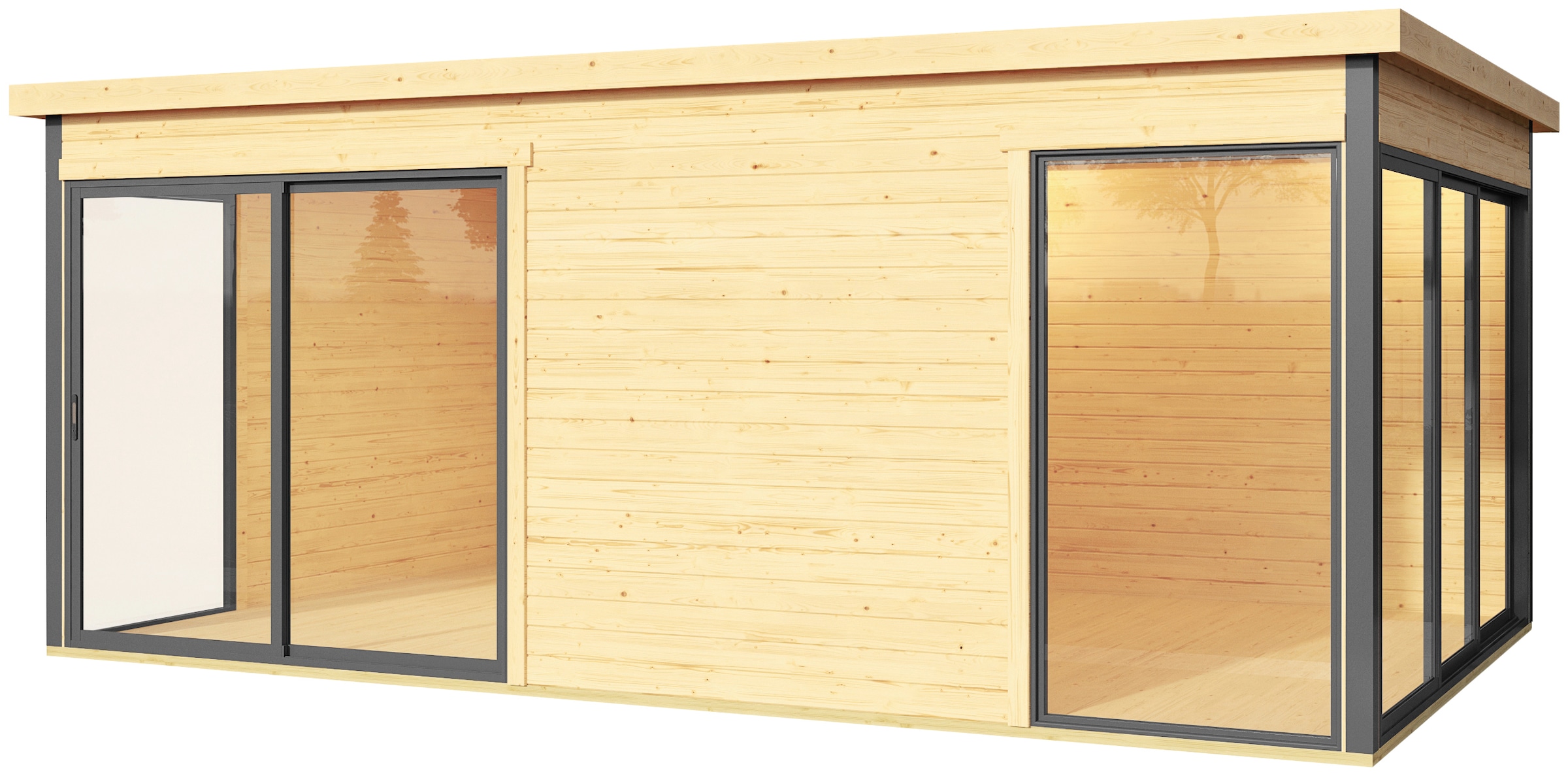 LASITA MAJA Gartenhaus »DOMEO 3 NATUR/ANTHRAZIT«, (Set), 2-Raum, Fundamentmass 5088 x 3219, Naturbelassen