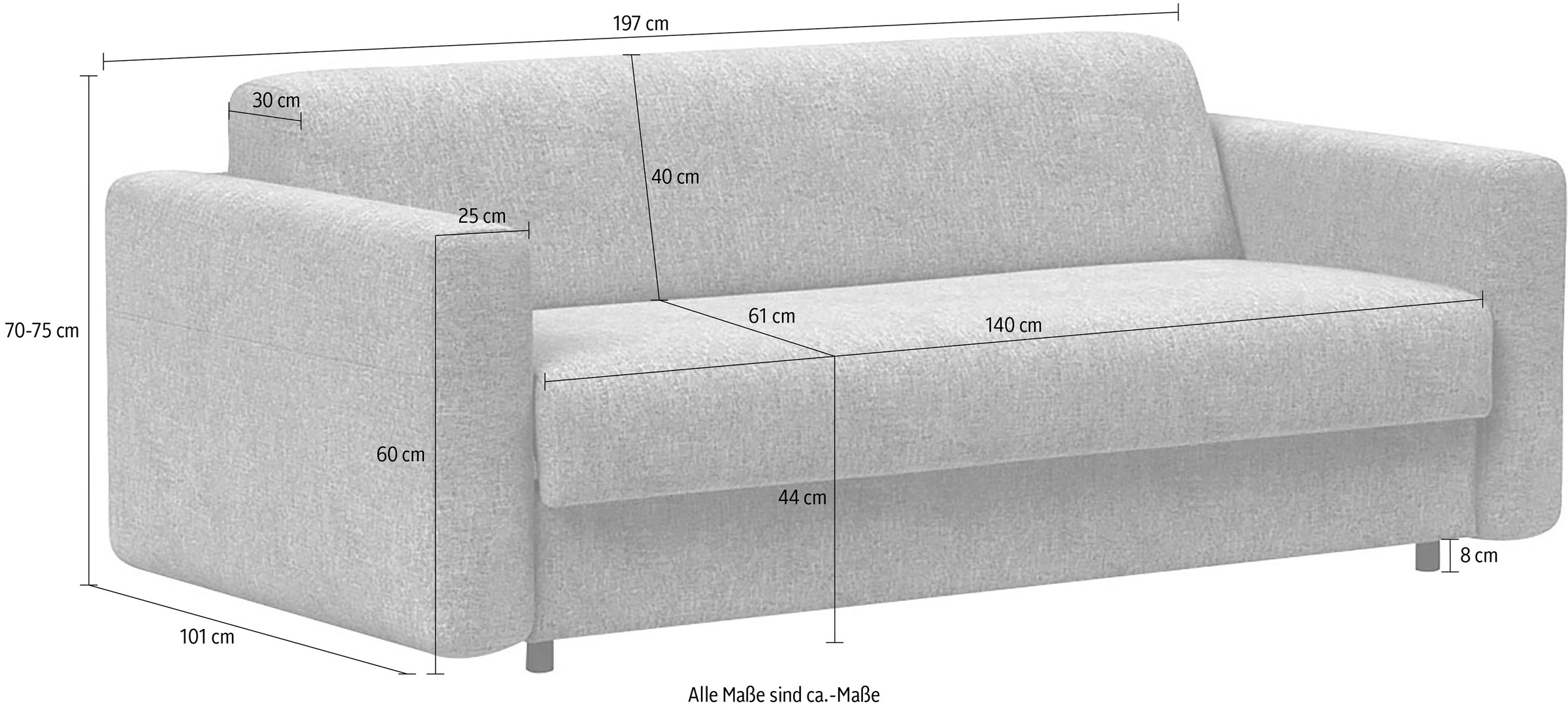 INNOVATION LIVING ™ 3-Sitzer »Killian hochwertige Dauerschlaffunktion, Design und extra Komfort,«, innenliegende Federkernmatratze; Schlafhöhe 55cm