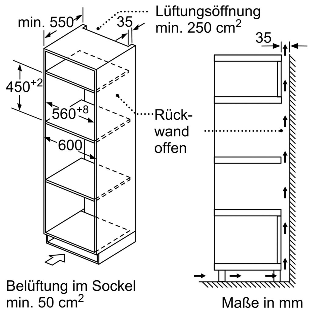 Constructa Einbau-Mikrowelle »CC4W91962«, Großflächengrill-Heißluft-Mikrowelle-Umluftgrillen, 900 W