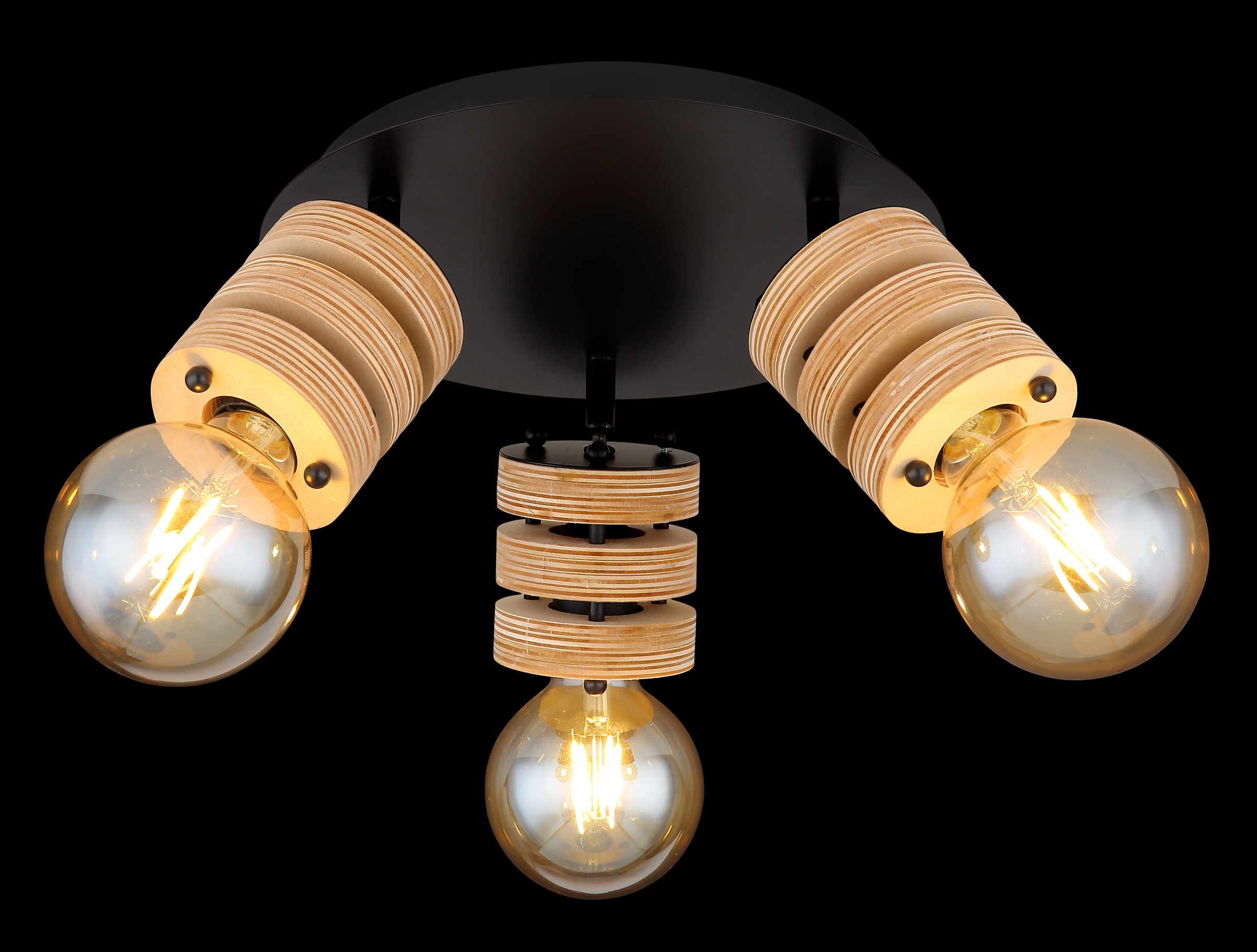 GLOBO LIGHTING Deckenspot »ANGELINE« E27 1 Stk. Strahler schwarz matt, MDF braun, für Innenräume