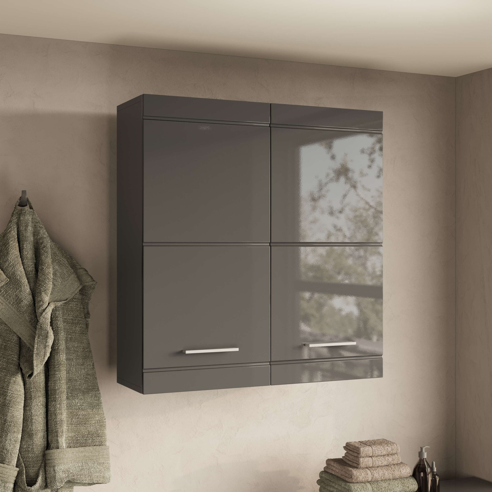 OTTO home Hängeschrank »Föhr, Badschrank, Badezimmerschrank, Badmöbel« Breite 72,8 cm, 2 Türen, minimalistisch, zeitlos, hochglänzend