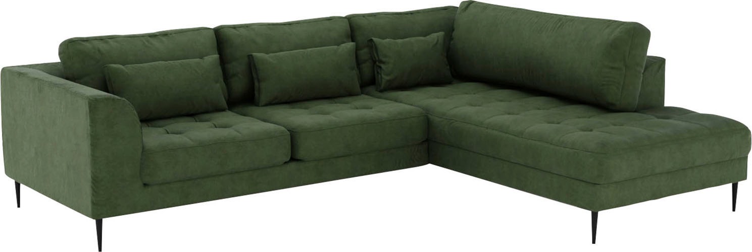 TRENDMANUFAKTUR Ecksofa »Luzi, wahlweise mit Schlaffunktion und Bettkasten, gemütlich, L-Form«, Designsofa mit Ottomane, Metallfüße schwarz, Breite 264 cm