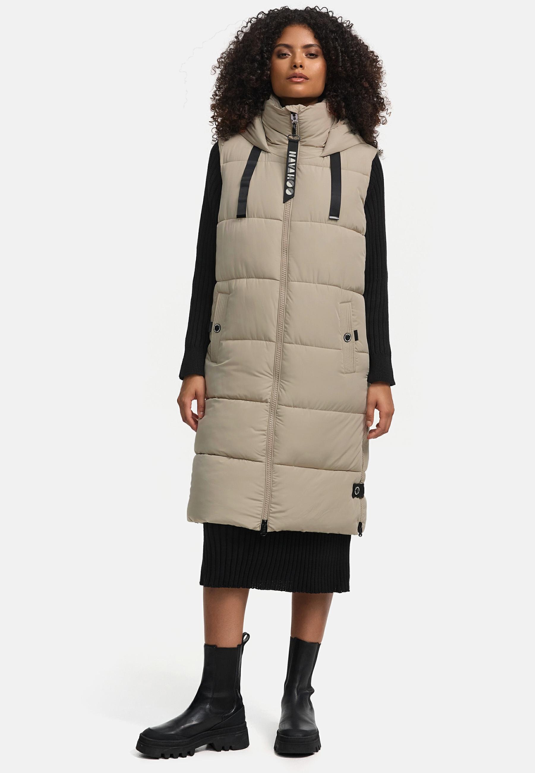 Navahoo Steppweste »Schnuffelchen«, (1 tlg.), warme Damen Outdoor-Weste lang mit Kapuze