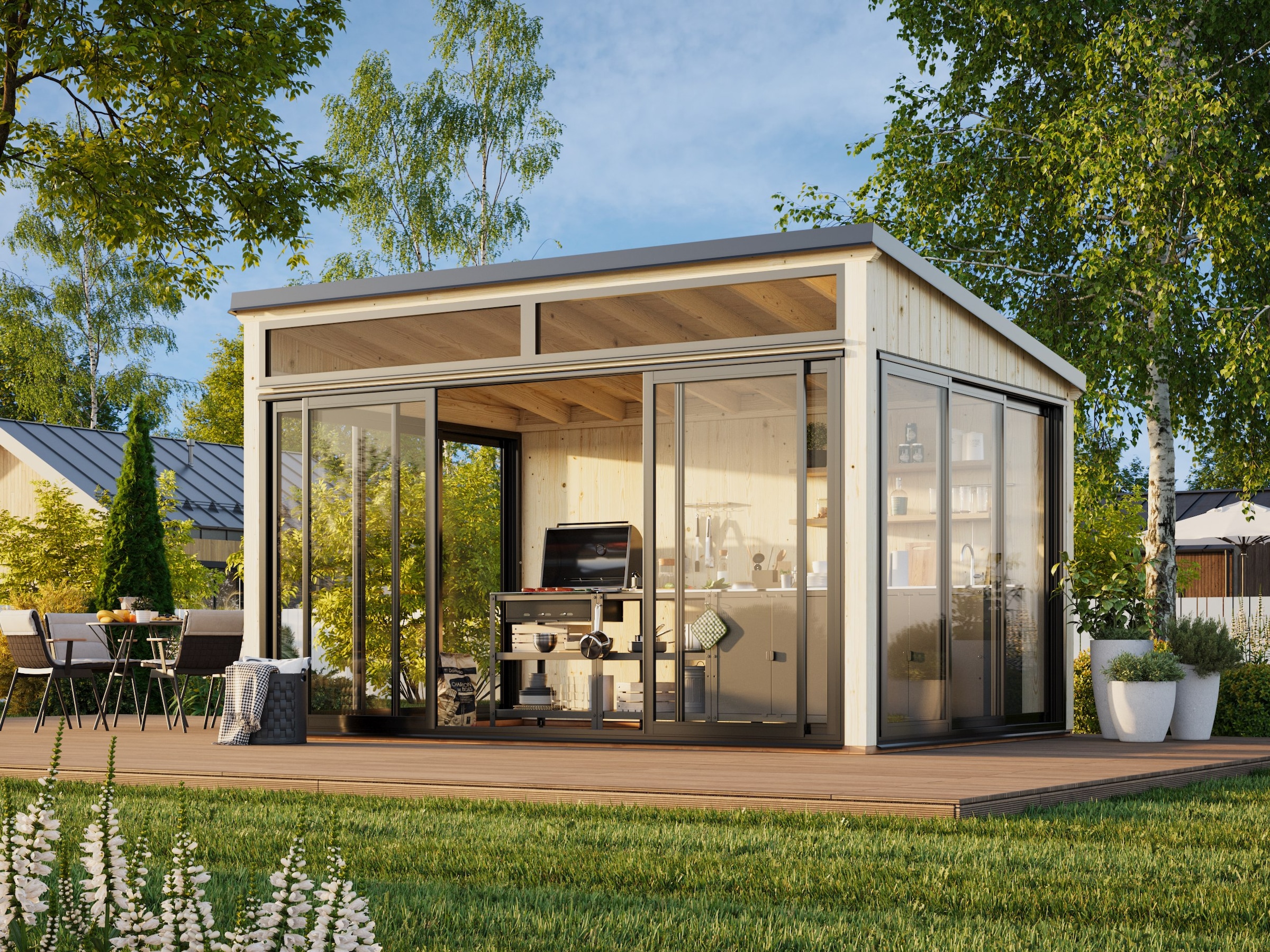 Palmako Holzpavillon »Saga 11,6 m² Slide Plus« BxTxH: 430x307x273 cm