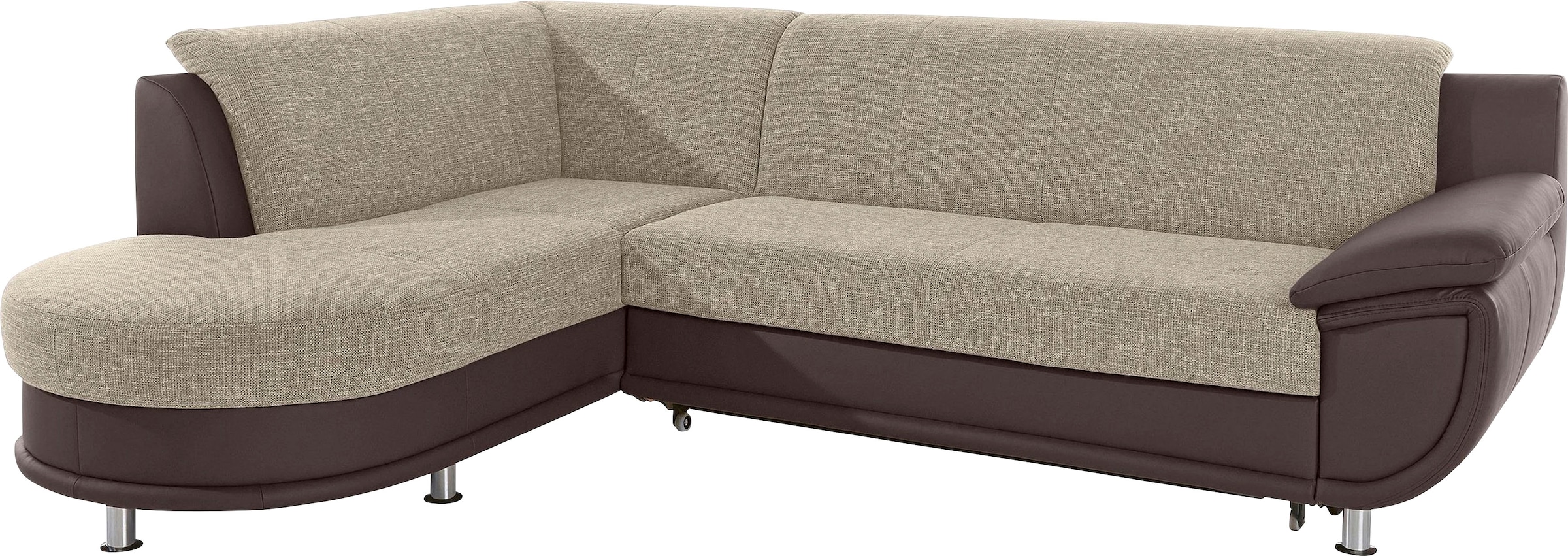 TRENDMANUFAKTUR Ecksofa »Rondo 3, zeitlos und bequem, Materialmix, breite Armlehnen, L-Form«, wahlweise mit Federkern für mehr Komfort, wahlweise mit Bettfunktion