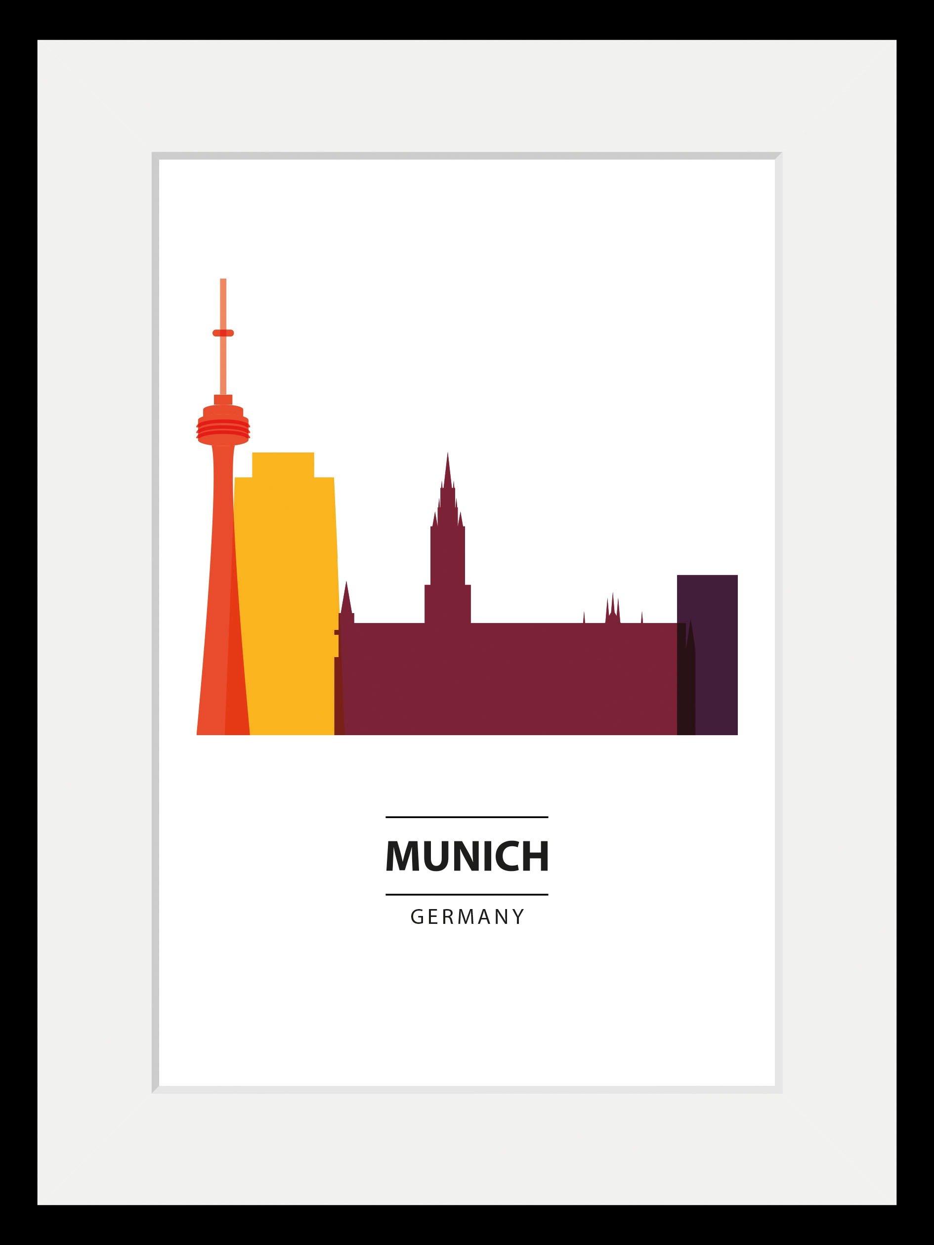 queence Bild "München Skyline bunt", Gebäude-Kirche-Religion-München-Deutsc günstig online kaufen