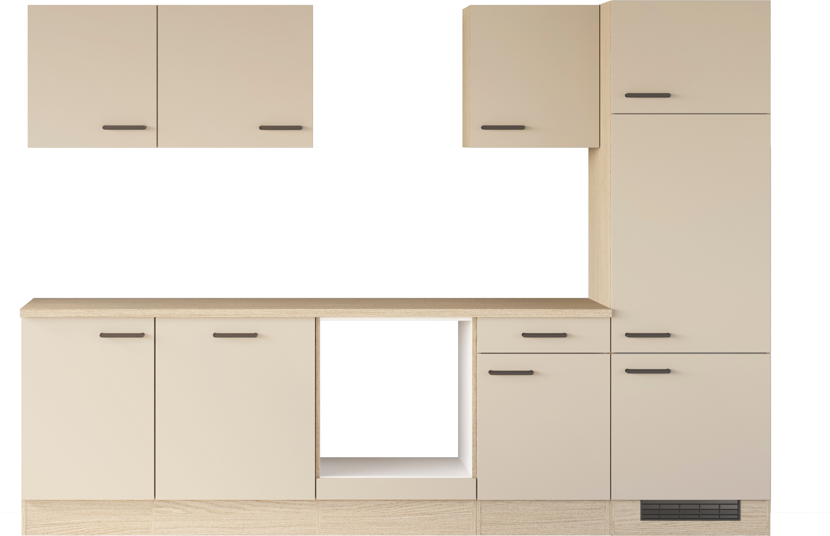 Flex-Well "Creso, Breite 280 cm" wahlweise mit E-Geräte und Spüle in Edelstahl und schwarz
