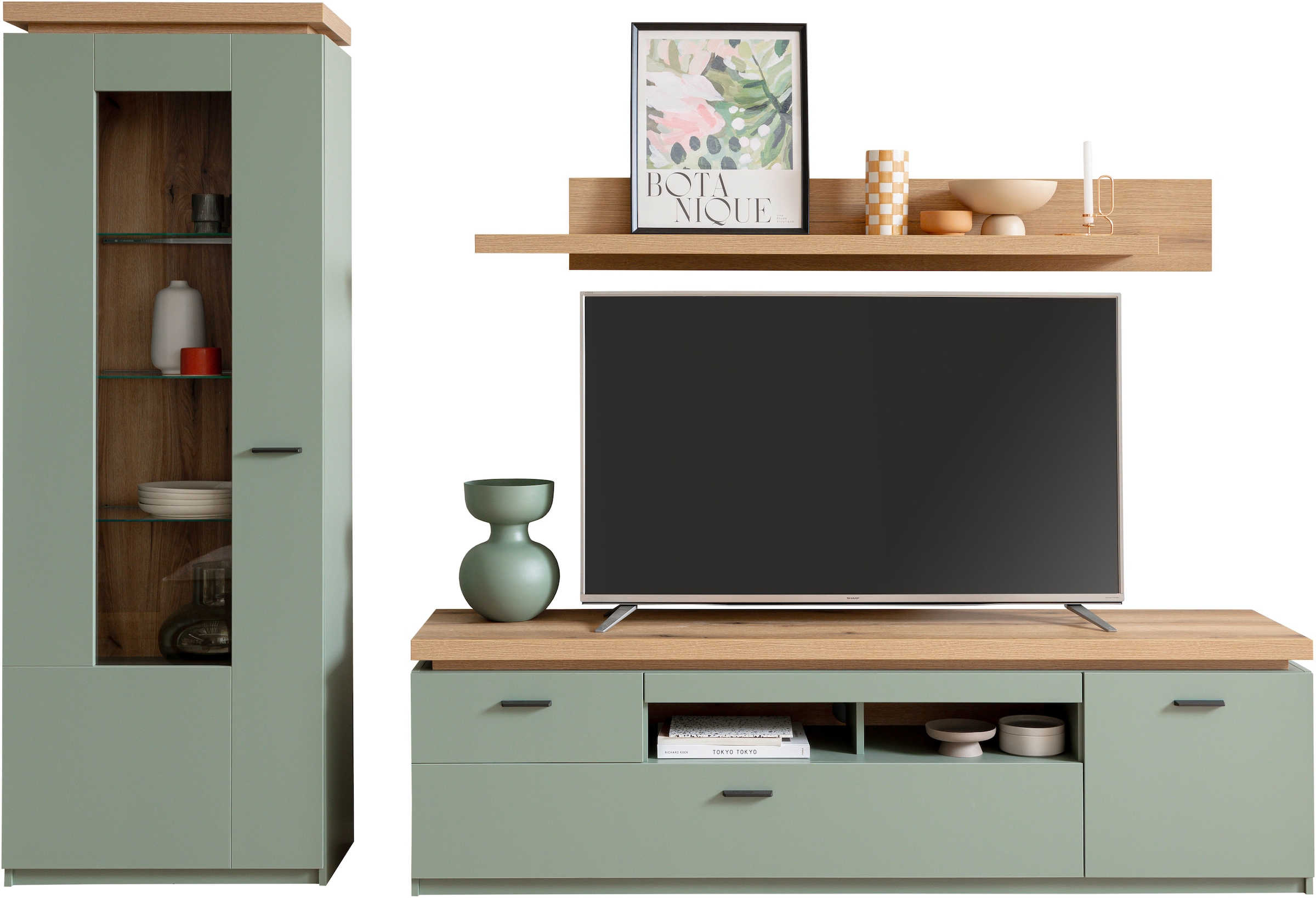 MCA furniture Wohnwand »MONIZ Wohnkomination 2«, (Komplett-Set, 3 St.), Türen/ Schubkästen gedämpft
