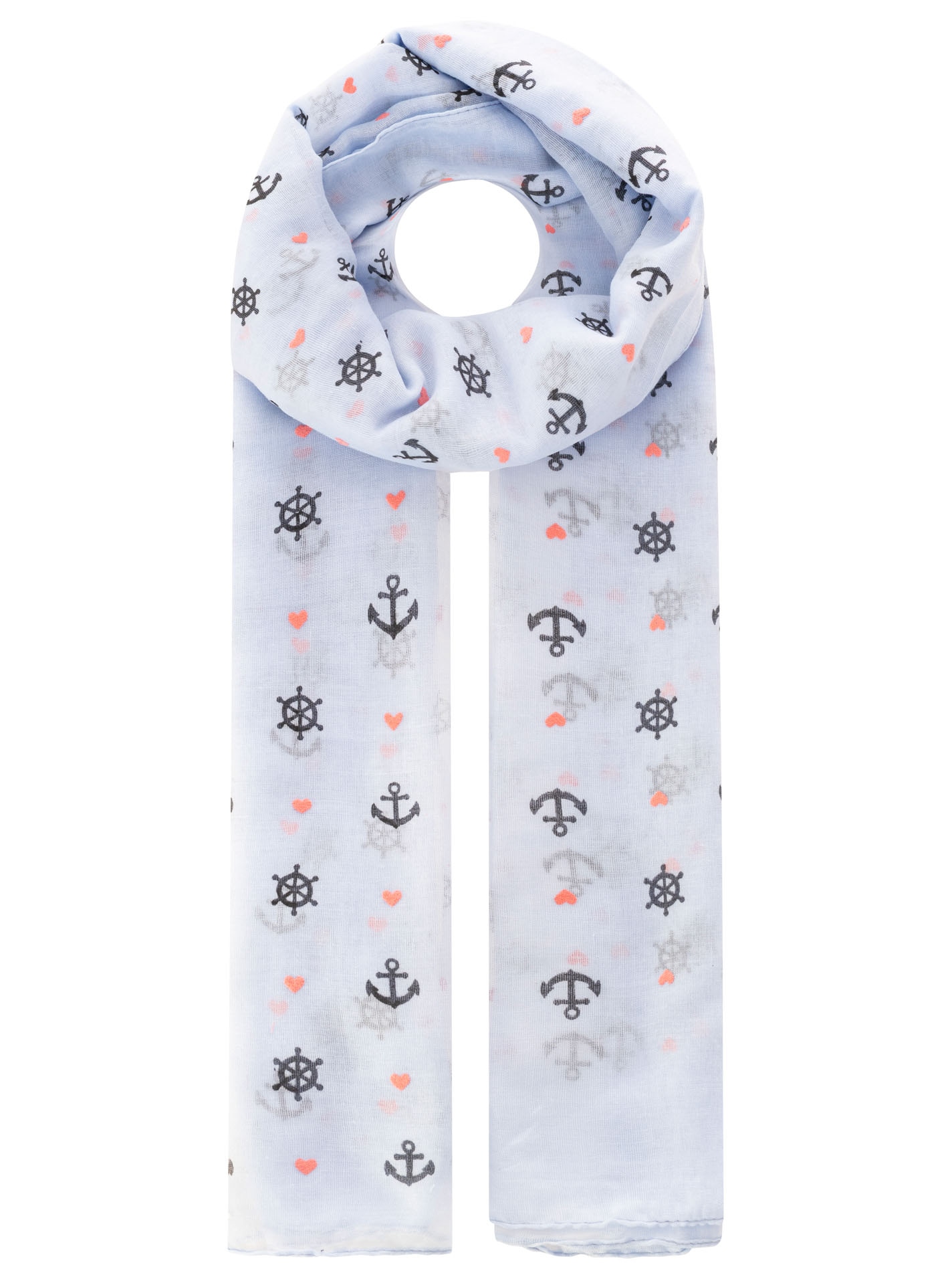 Zwillingsherz Schal ""Anker"" Ankermotiv, leichter Stoff, maritimer Look