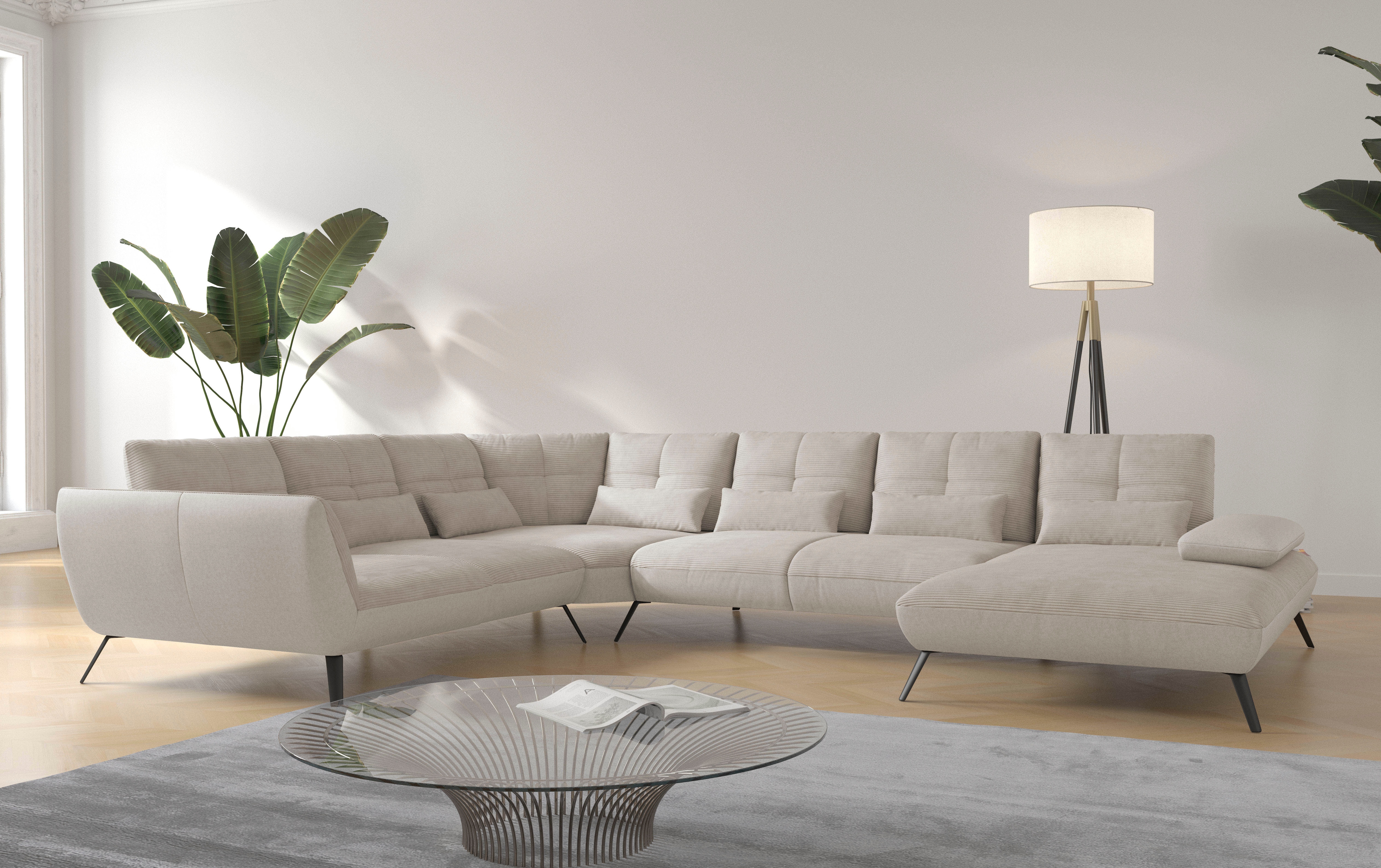 OTTO home Wohnlandschaft "Mikado U-Form" inkl. Sitztiefenverstellung und Armteilverstellung