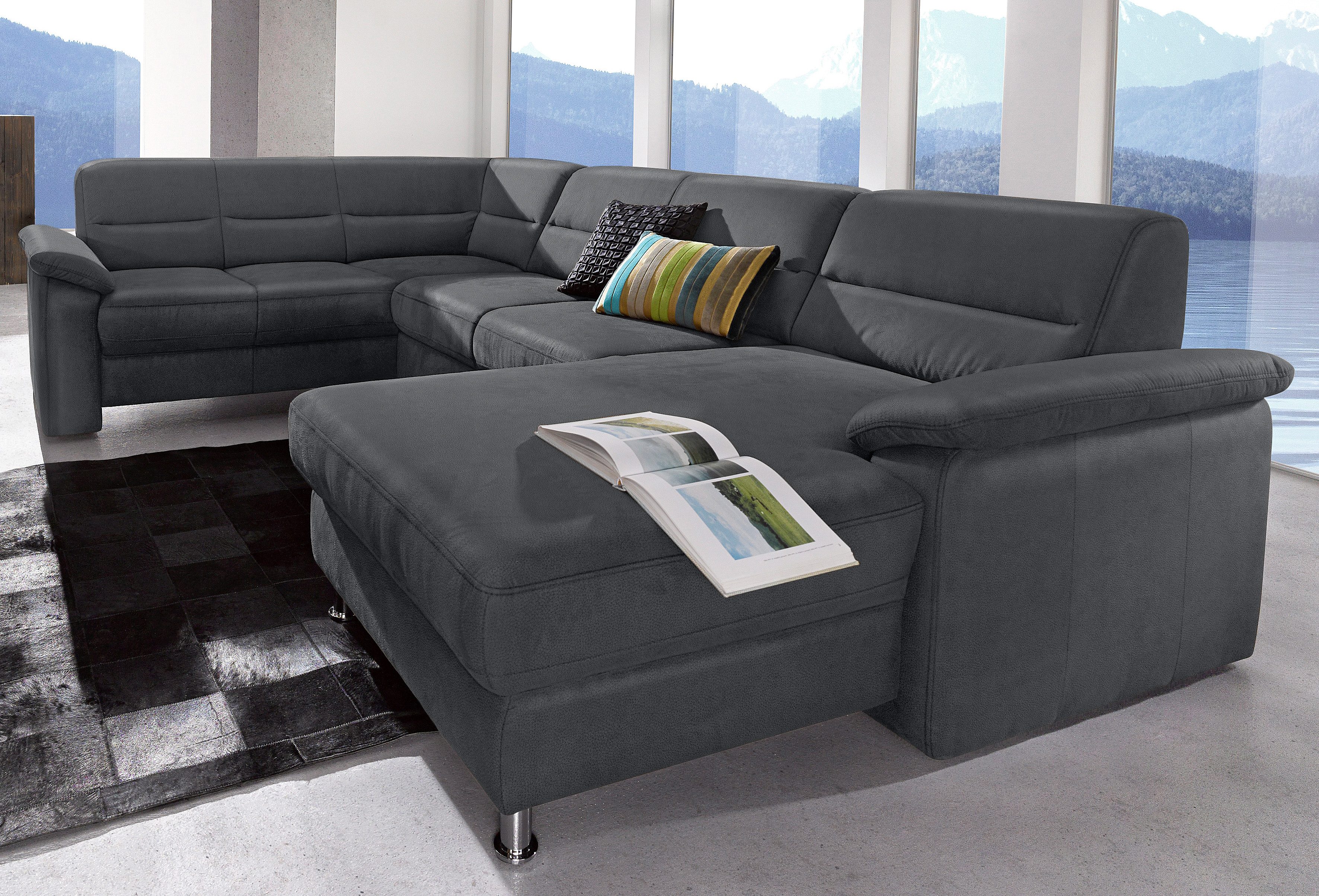 sit&more Wohnlandschaft "Ascara U-Form, B:312cm, klassisches Design, Taschenfederkernpolsterung" inklusive Boxspring/Federkern-Polsterung, wahlweise mit Schlaffunktion