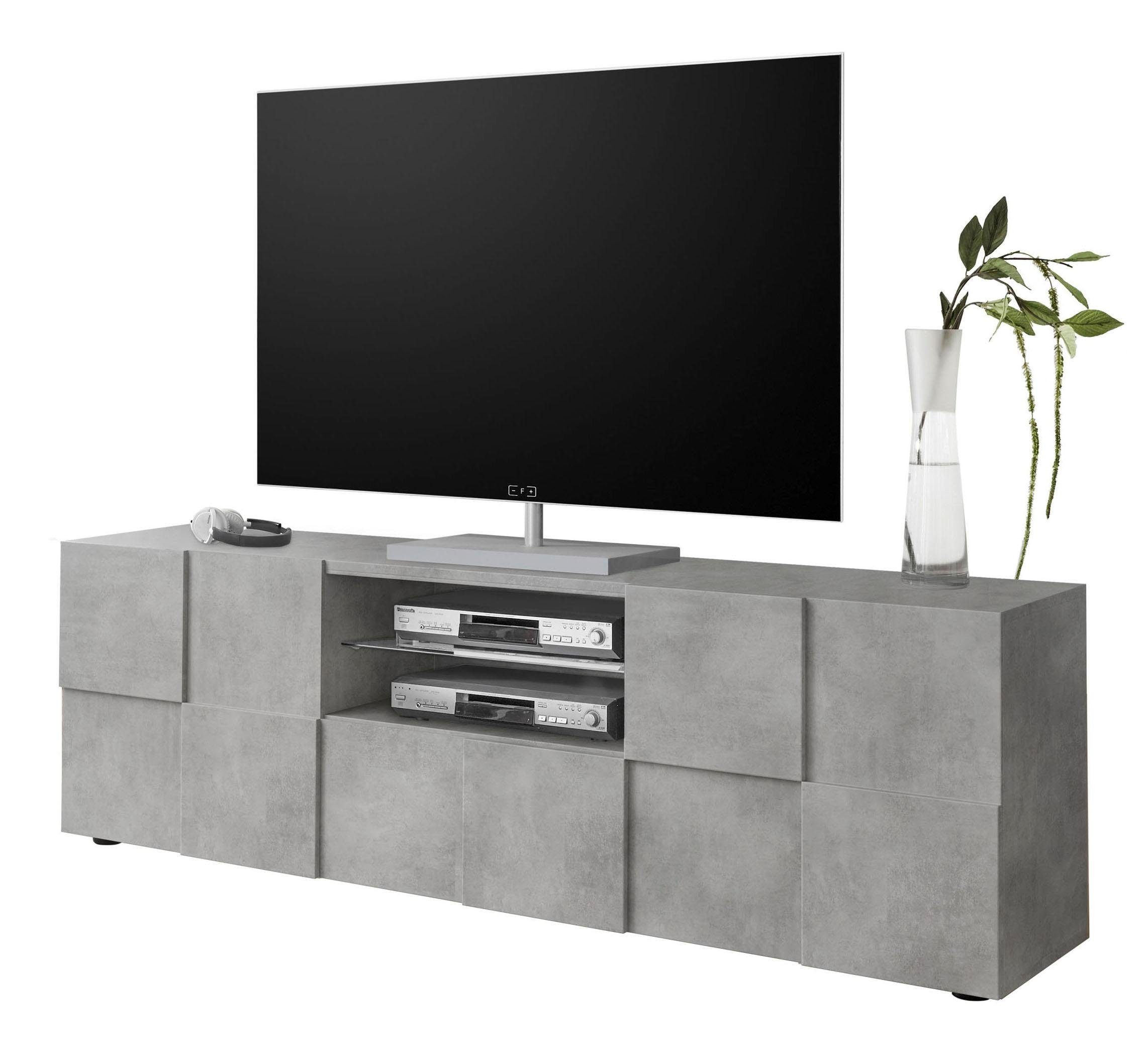 INOSIGN Lowboard »Dama Breite 181 cm, TV-Board 2 Türen, 1 Schubkasten, TV-Schrank«, Front in 3D-Optik, viel Stauraum, verschiedene Farben