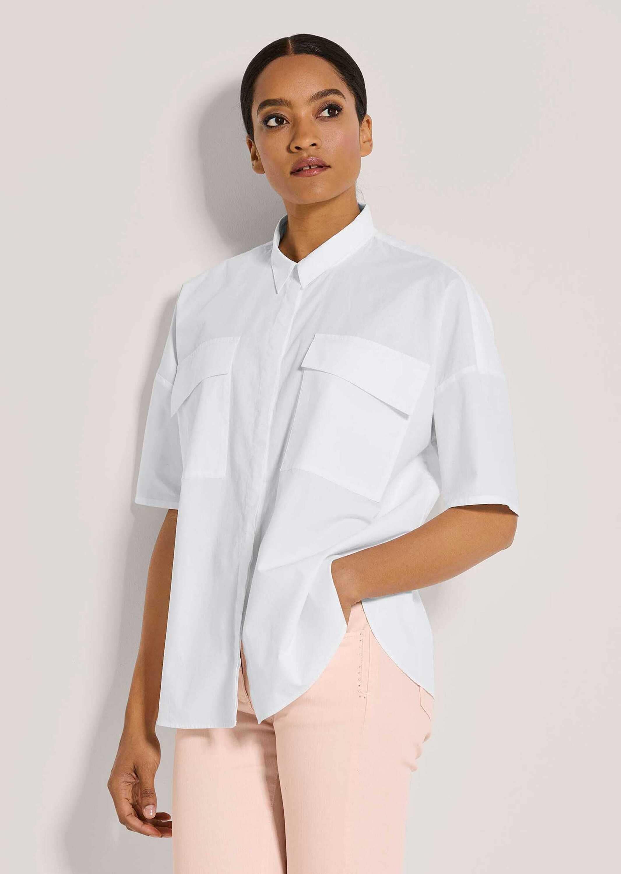 MADELEINE Kurzarmbluse »Hemdbluse Oversize-Hemd aus Baumwolle«