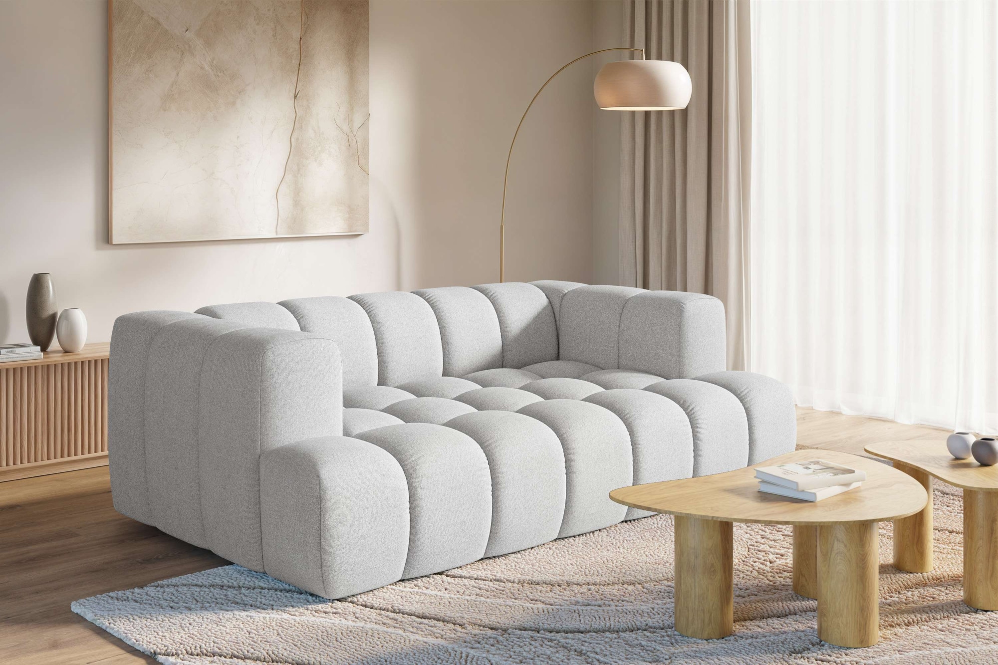 homsy by Ana Johnson 3-Sitzer ""XL" BOUBELLE Design-Sofa extra tief, Bubble-Optik, Breite 217 cm" hoher Sitzkomfort dank Wellenunterfederung, XL Sitztiefe 100 cm