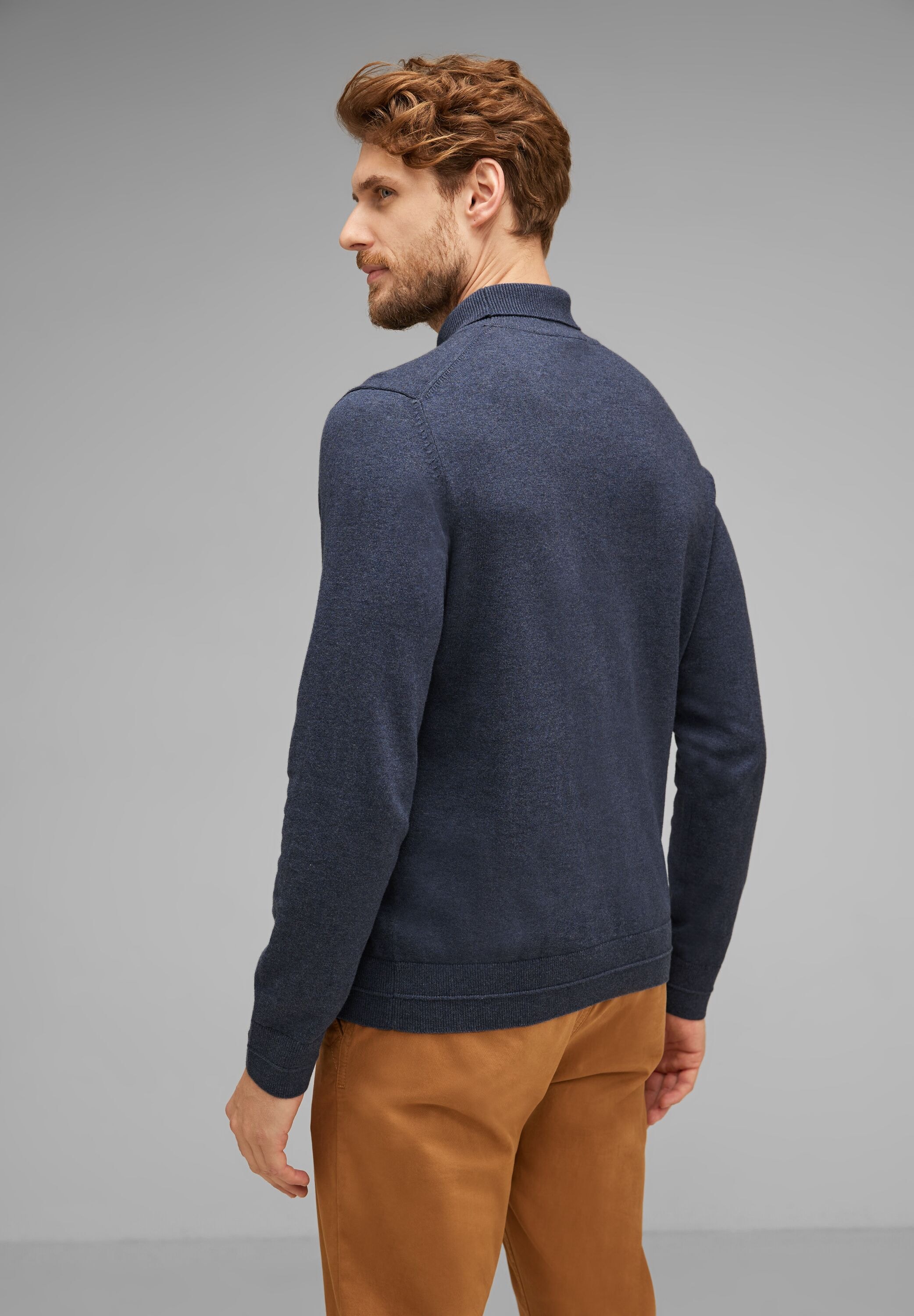 STREET ONE MEN Stehkragenpullover, in Melange Optik günstig online kaufen