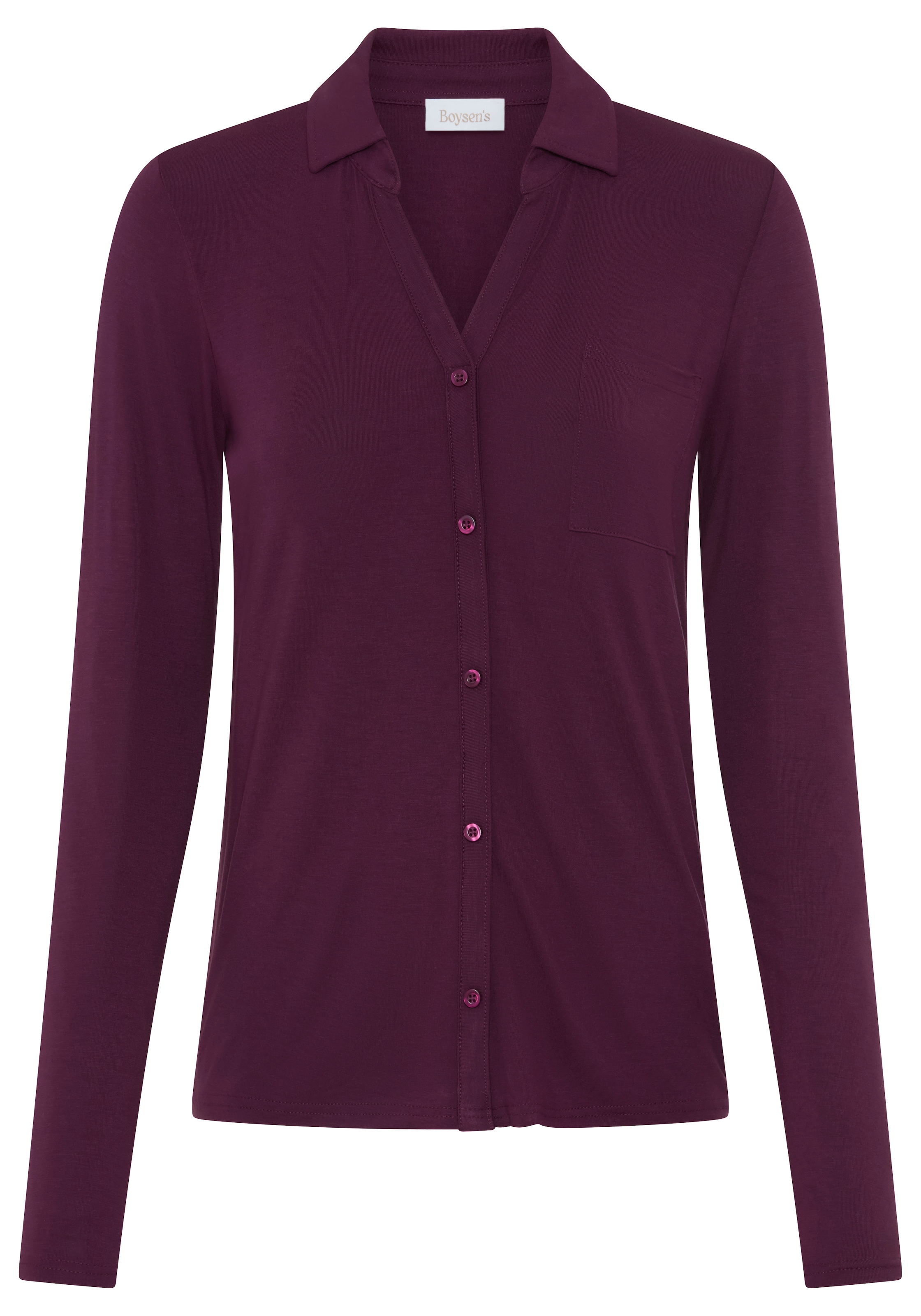 Boysen's Langarmshirt langärmlig,  figurbetonter Schnitt,  Blusenkragen