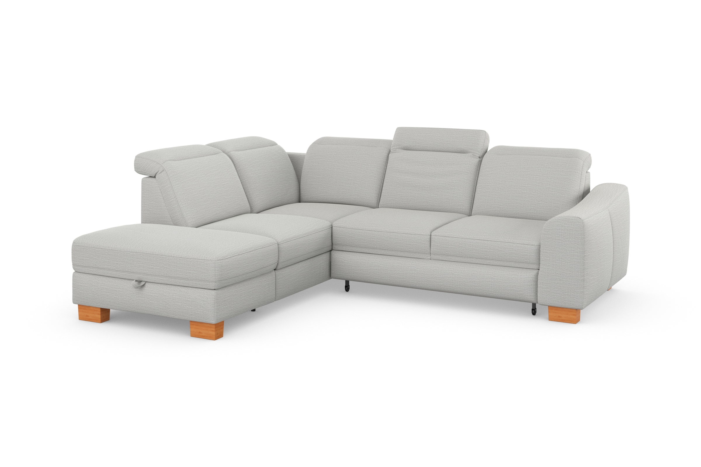 sit&more Ecksofa »Dundee L-Form«, mit Federkern und Massivholzfüßen, wahlweise mit Kopfteilverstellung