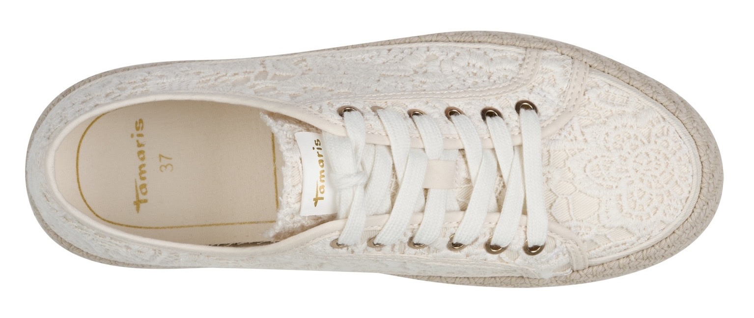 Tamaris Plateausneaker, Freizeitschuh, Halbschuh, Schnürschuh mit Häkelapplikation