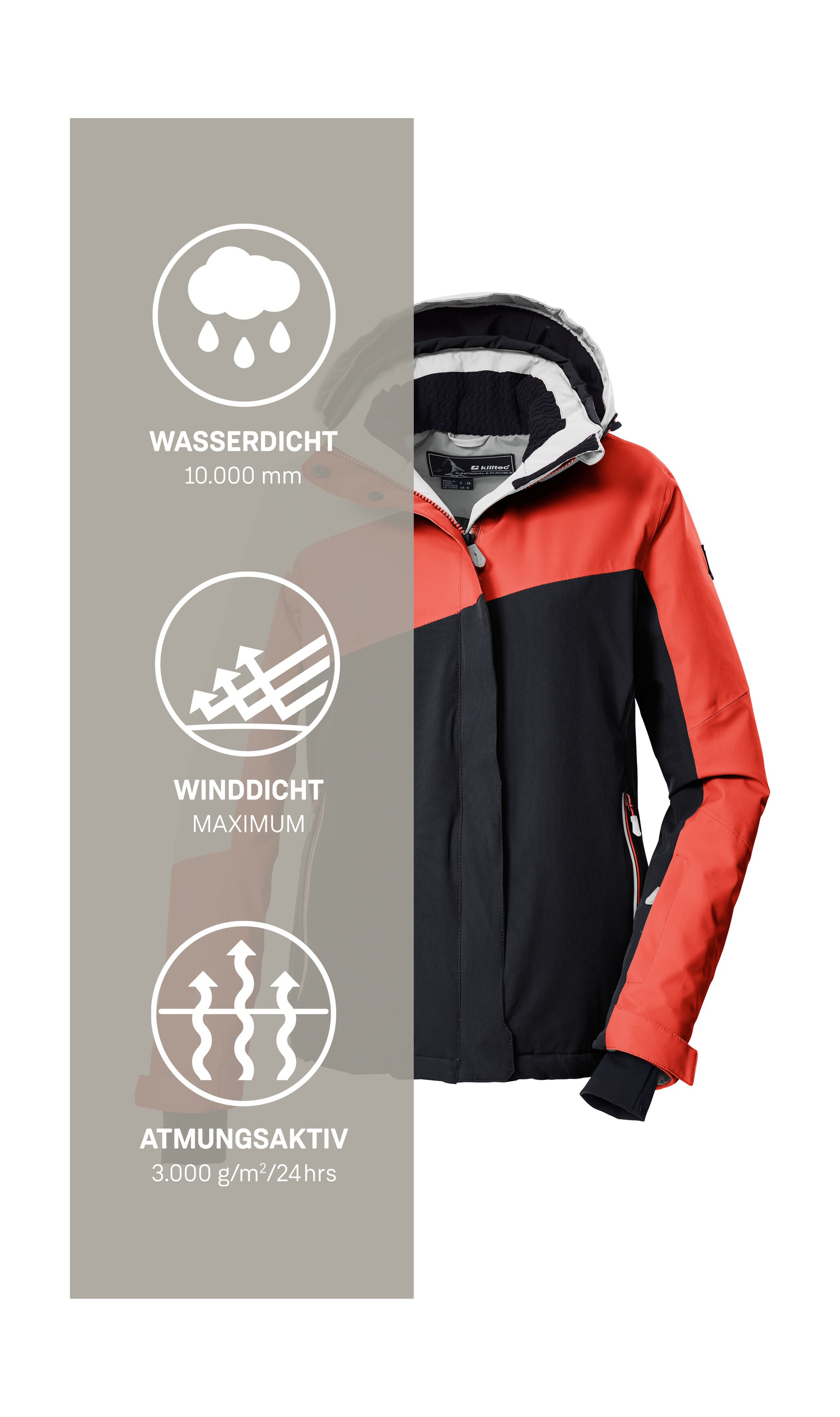 Killtec Skijacke »KSW 26 WMN SKI JCKT«, Wind- und wasserdicht, atmungsaktiv, Colourblock-Design, PFAs-frei