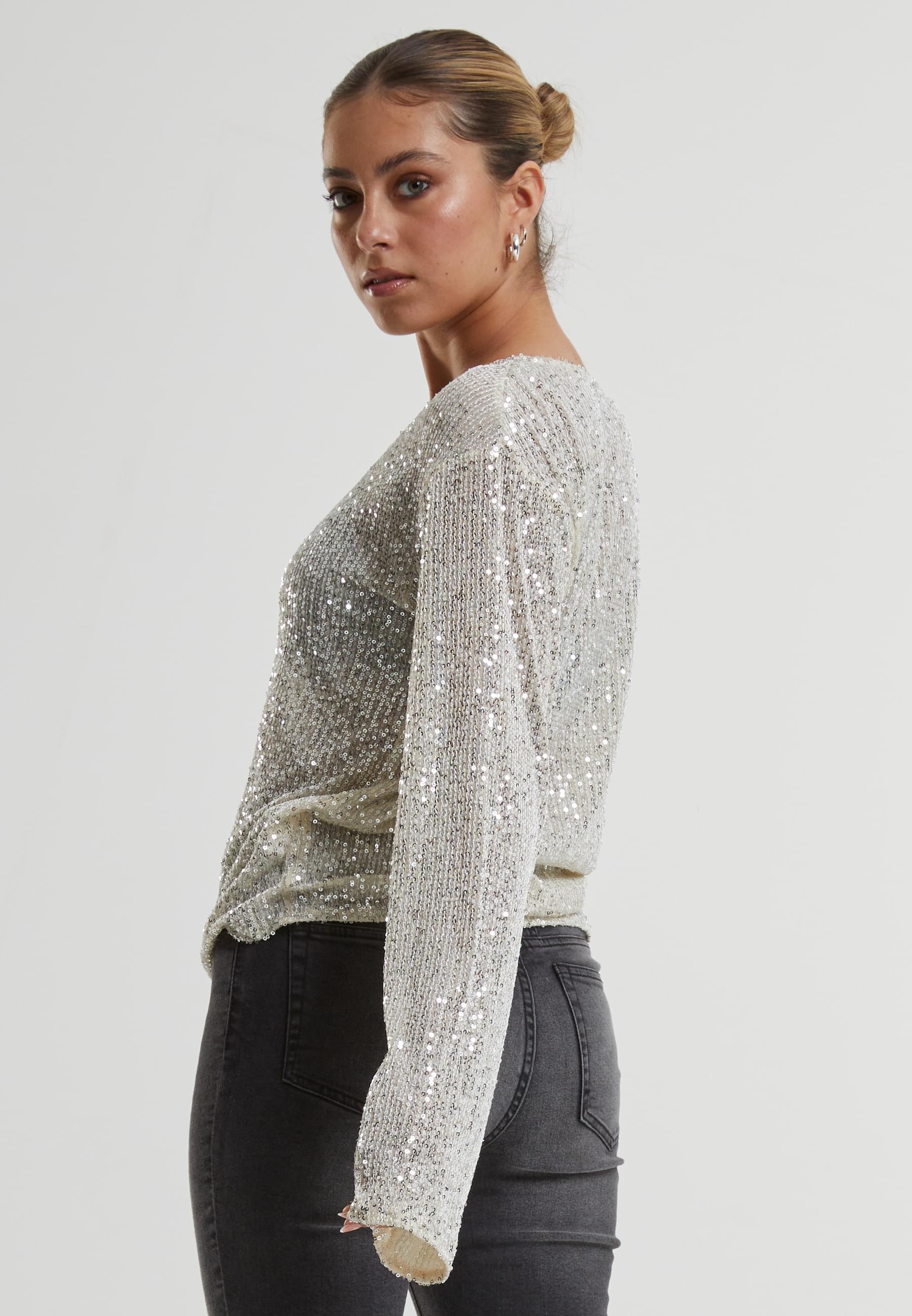 URBAN CLASSICS Longsleeve »Urban Classics Ladies Sequins Longsleeve«, (1 tlg.)
