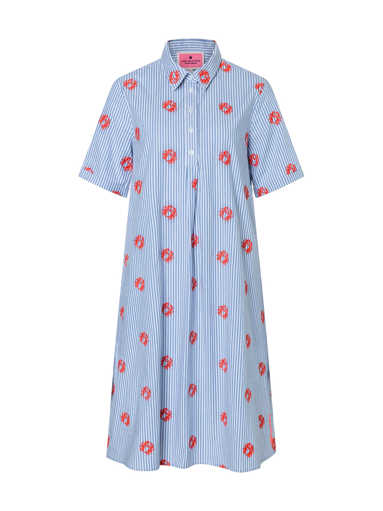 Lieblingsstück Hemdblusenkleid »NaraL« Kurzarm mit Umschlagsaum, Stickereien