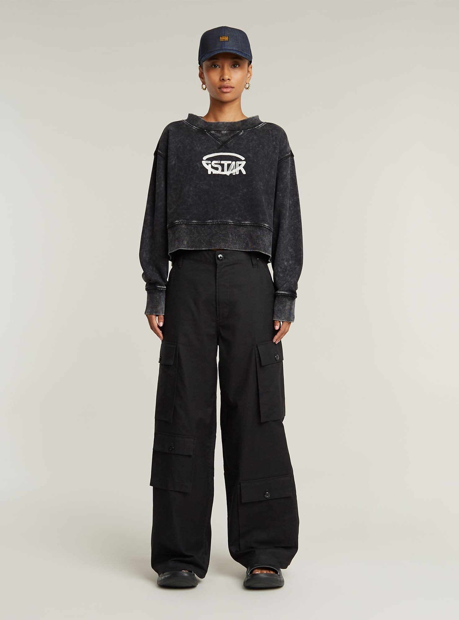 G-STAR Longpullover »Overdyed Cropped Logo Loose Sweatshirt«