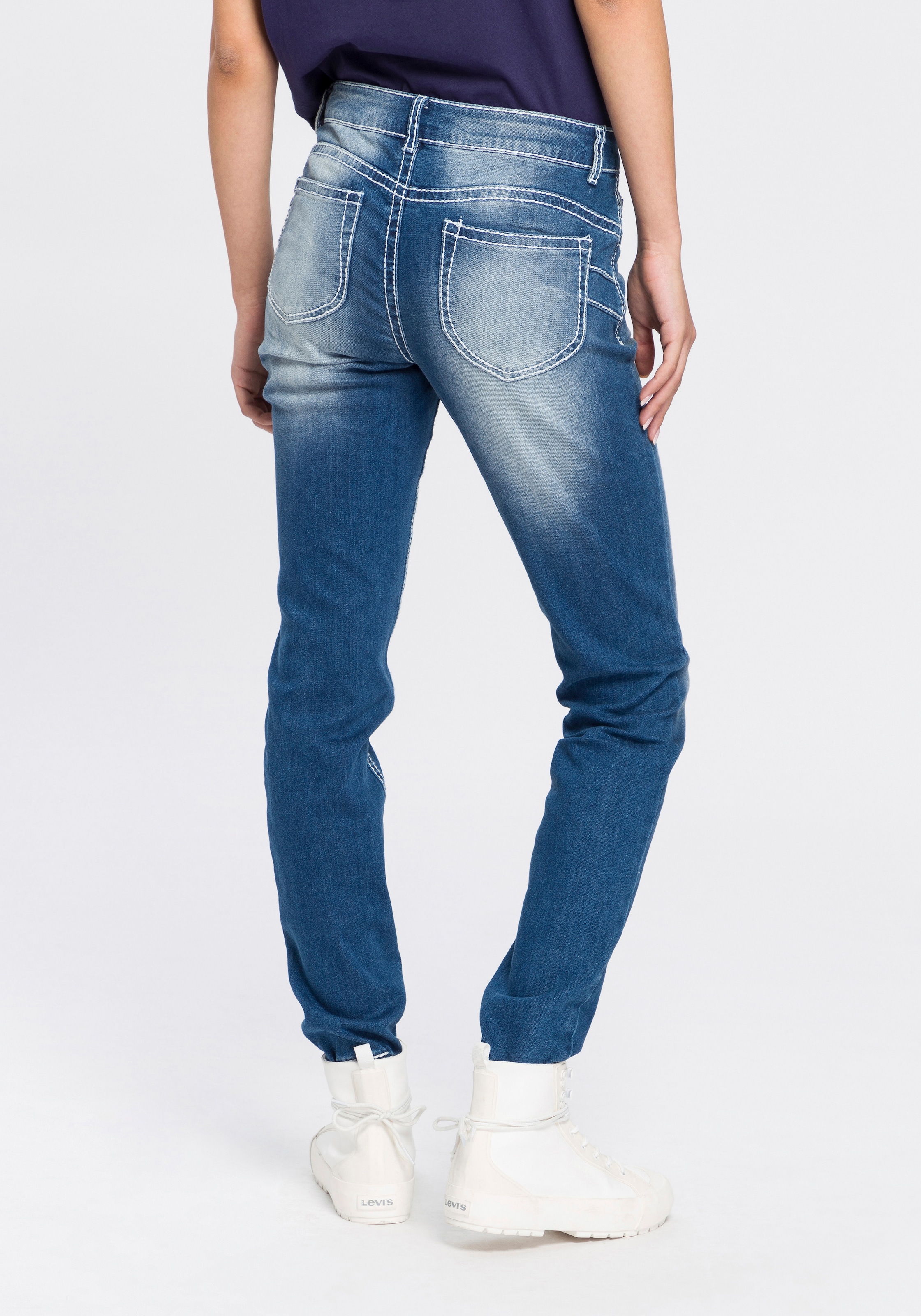 Arizona Slim-fit-Jeans »Heavy Washed - Shaping«, Mid Waist