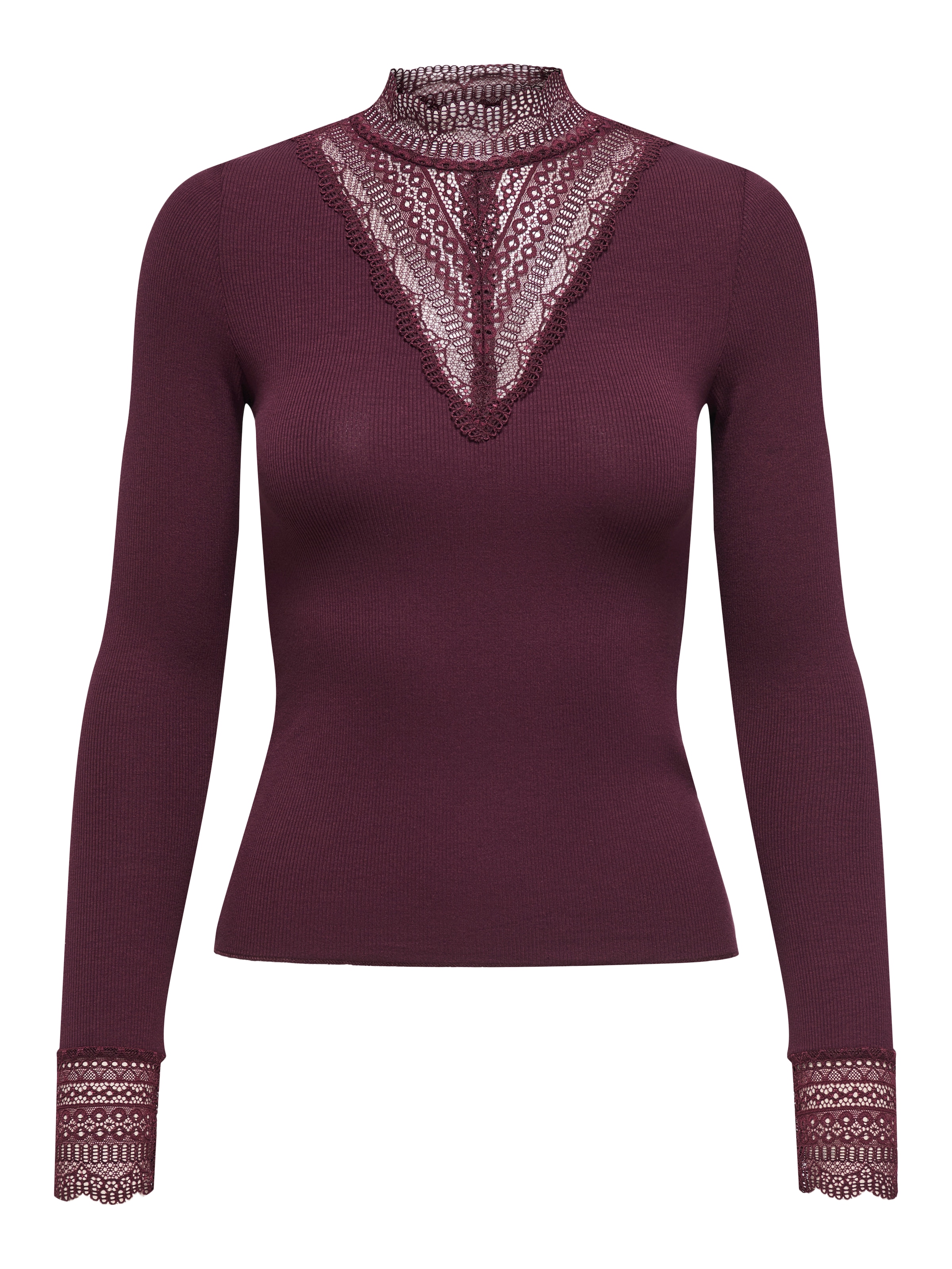 ONLY Spitzenshirt "ONLTILDE L/S HIGH NECK LACE TOP JRS" günstig online kaufen