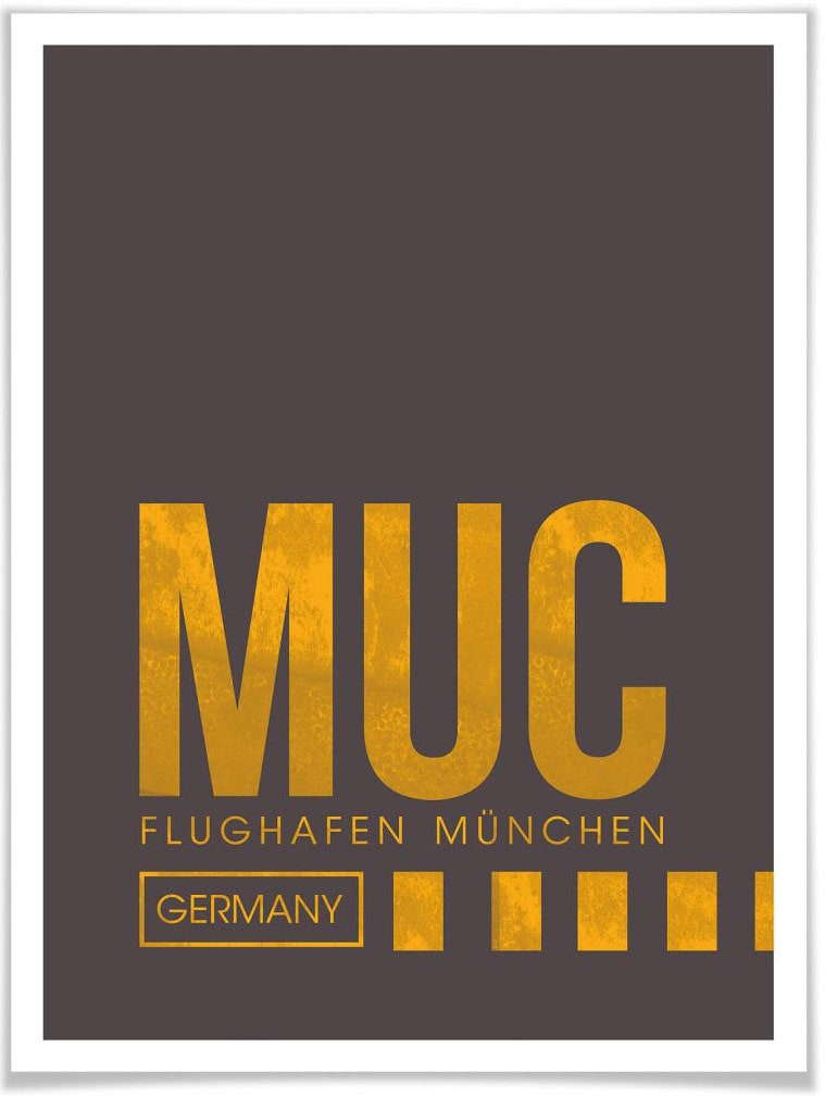 MUC Bild, Wandbild, Wandposter Friday Poster BAUR (1 | München«, Flughafen St.), Wall-Art Flughafen, »Wandbild Poster, Black