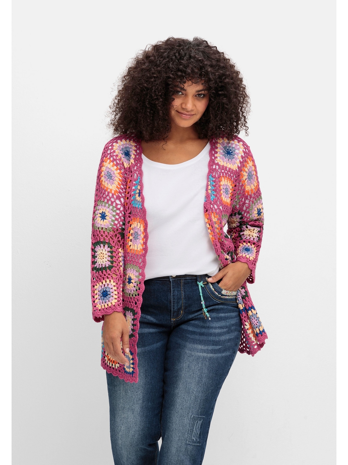 sheego by Joe Browns Cardigan »Große Größen«, in Häkeloptik, mit Crochet-Muster