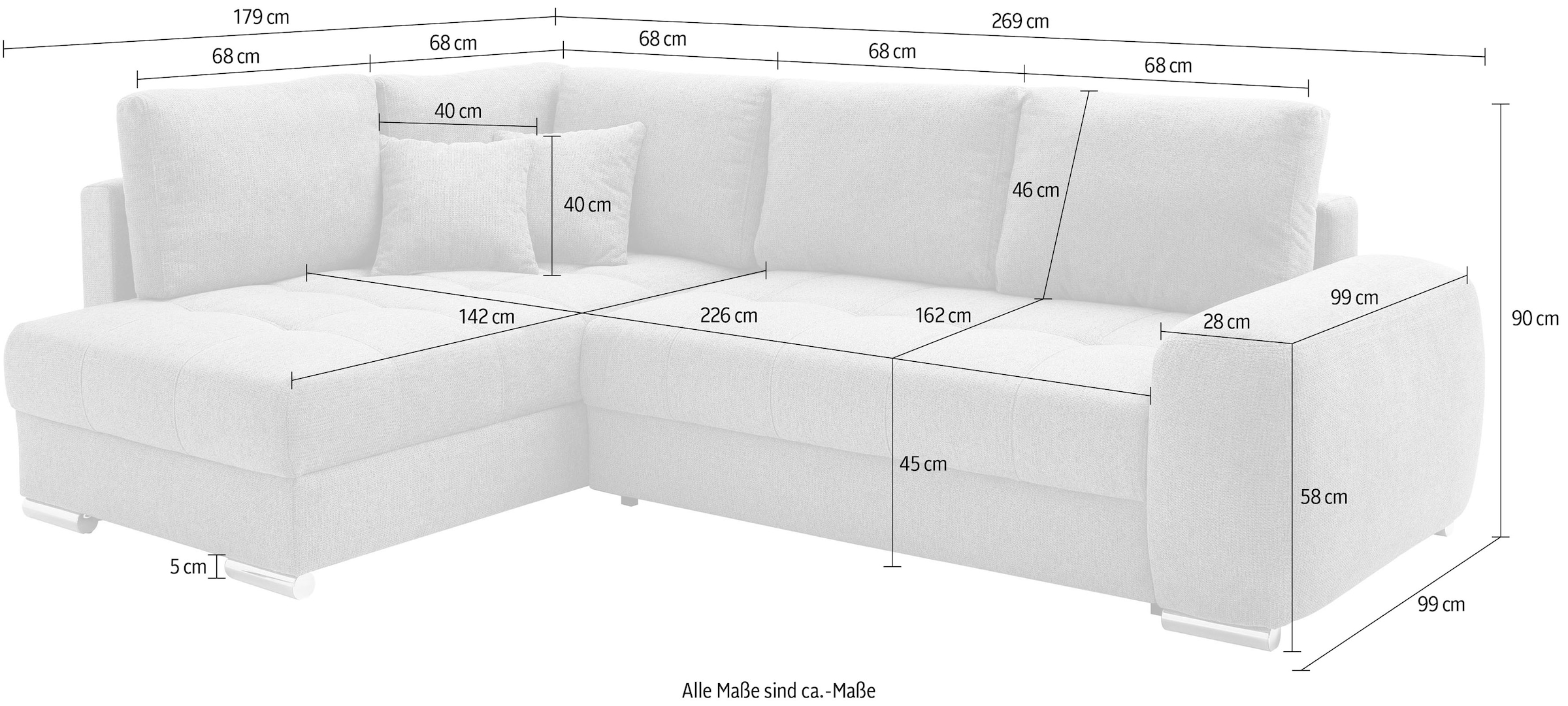 Mr. Couch Ecksofa »Mykonos, L-Form, Dauerschläfer« Mit Boxpring-Taschenfederkern