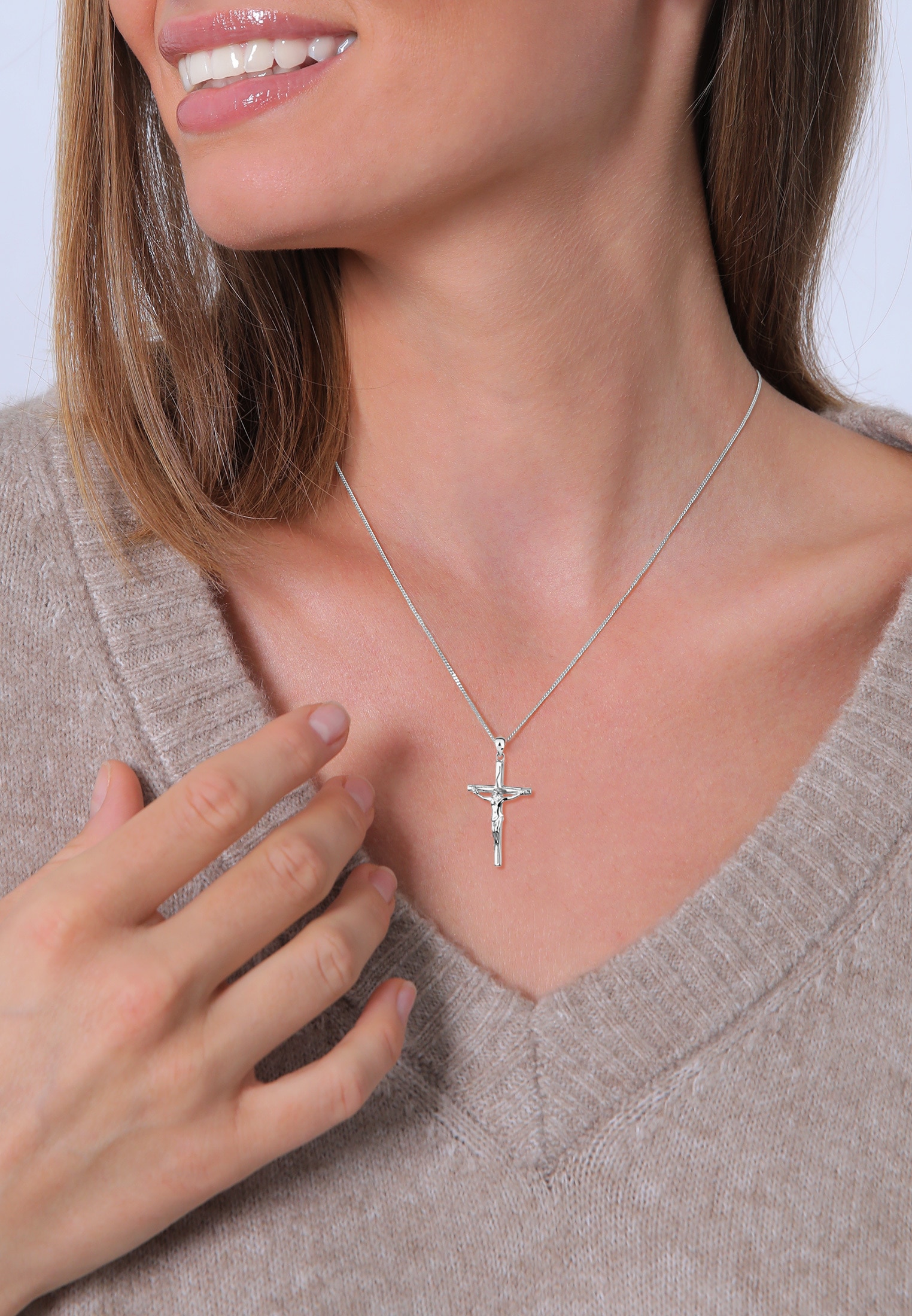 | Silber« Anhänger Anhänger Elli online »mit mit Kreuz Kette Jesus BAUR bestellen Kruzifix 925