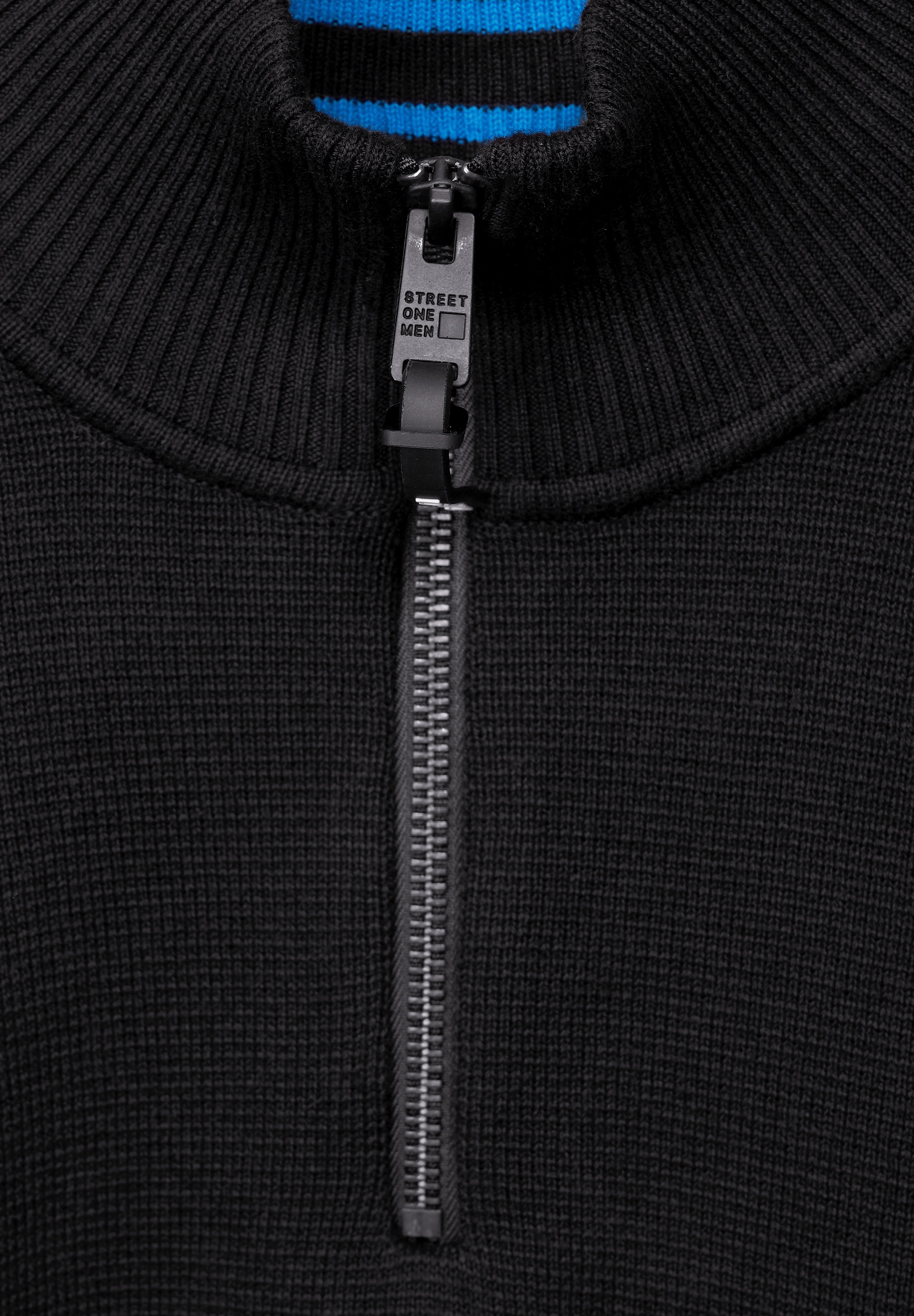 STREET ONE MEN Stehkragenpullover, aus reiner Baumwolle