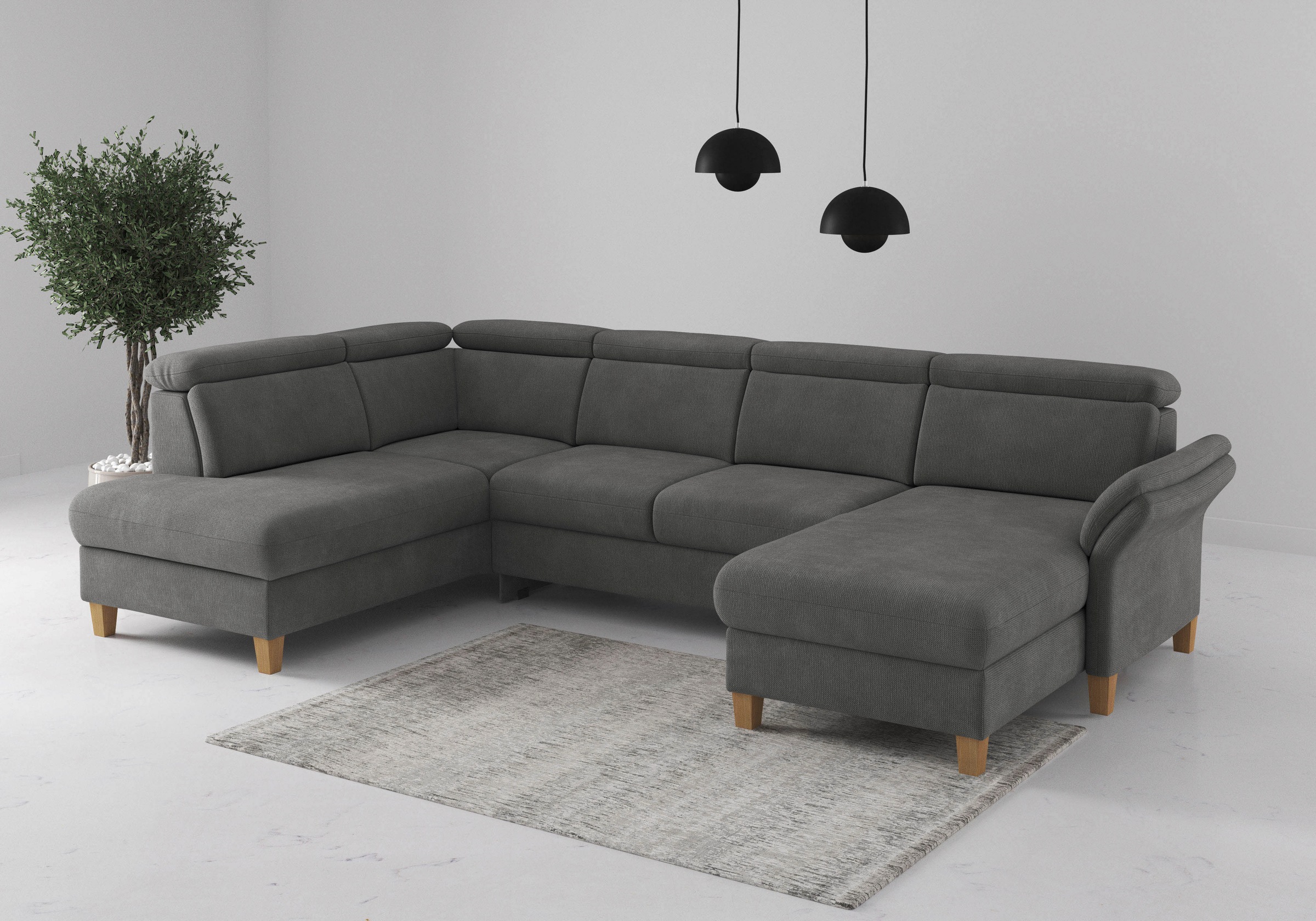 OTTO home Wohnlandschaft "Glendale, U-Form" inkl. Kopfteilverstellung, wahlweise mit Vorziehsitz und Bettkasten