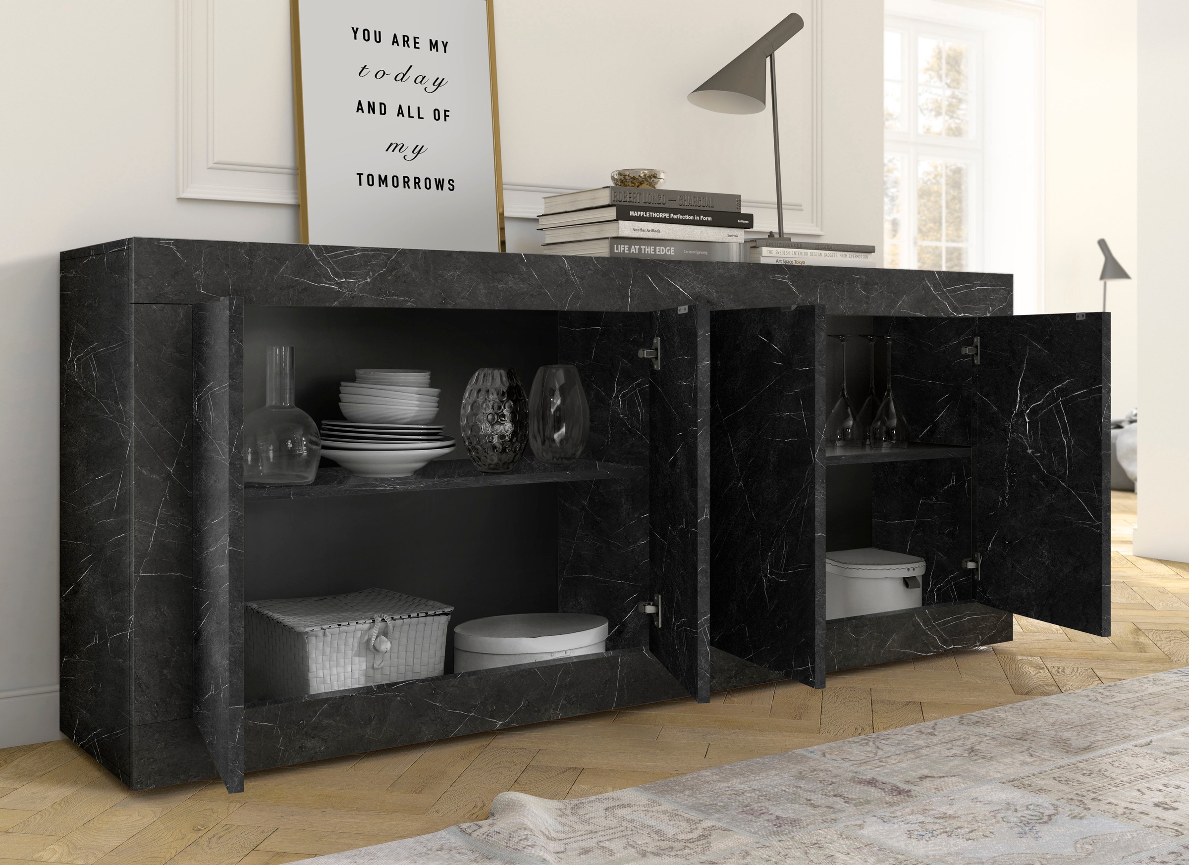 Home affaire Sideboard "Basic Breite 207 cm, Kommode 4 Türen, Anrichte," Me günstig online kaufen