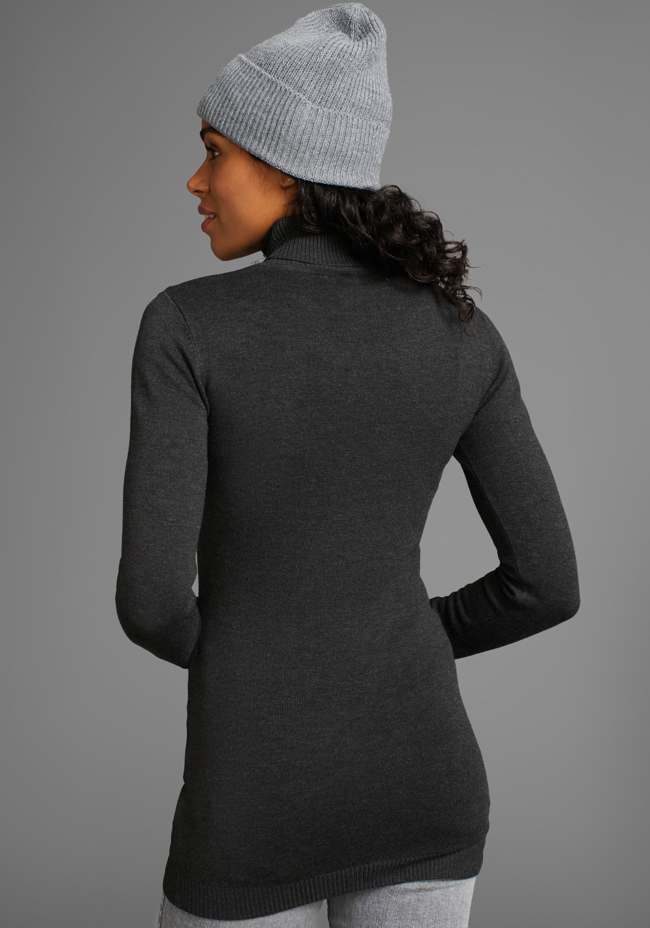 Laura Scott Rollkragenpullover in figurbetonter Longform günstig online kaufen