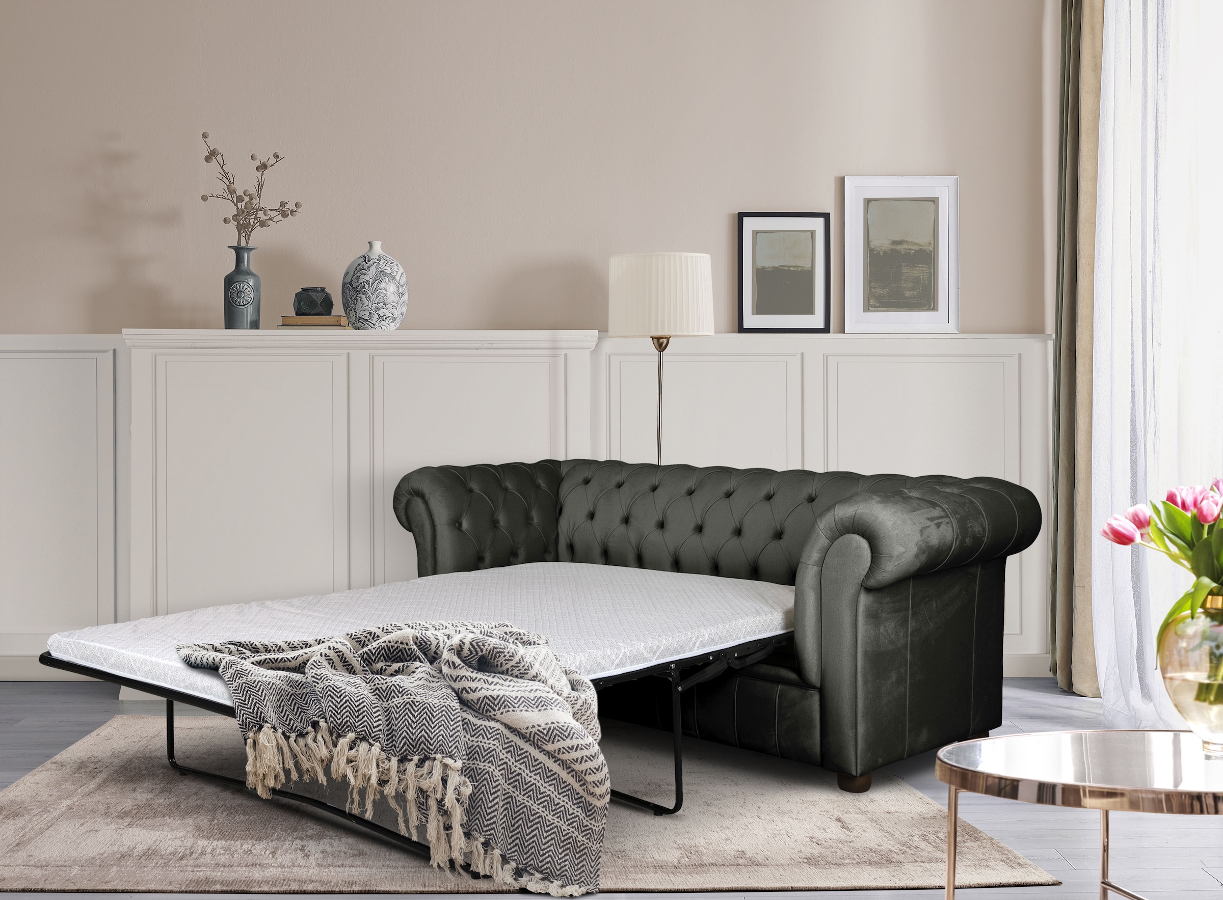 Home affaire 3-Sitzer "CHARENTE, optionale Schlafsofa, Chesterfield-Sofa, B günstig online kaufen