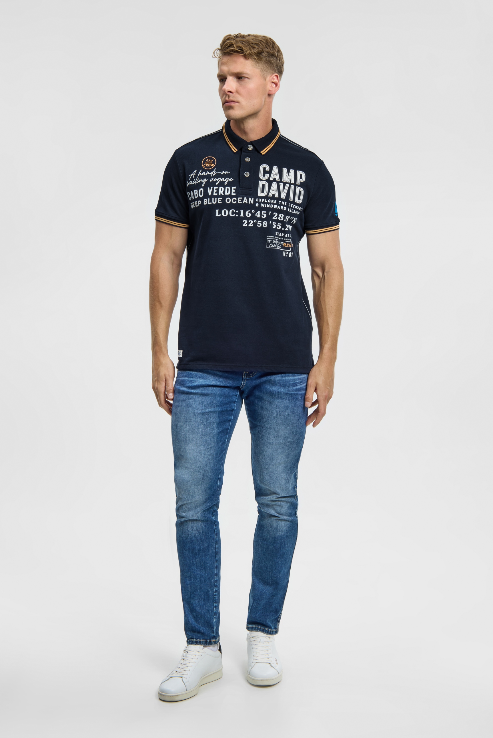 CAMP DAVID Poloshirt mit Seitenschlitze