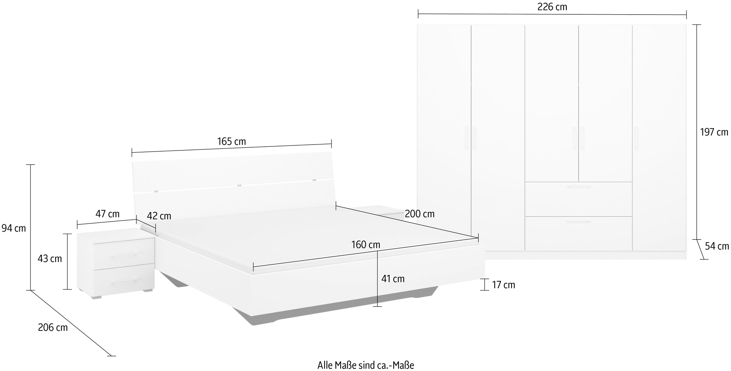 INOSIGN BY RAUCH Schlafzimmer-Set »Komplettschlafzimmer Schlafzimmer Challenger (Set 4-teilig)«, Schrank 2 Breiten, Bett 3 Breiten, 2 Nachttische MADE IN GERMANY