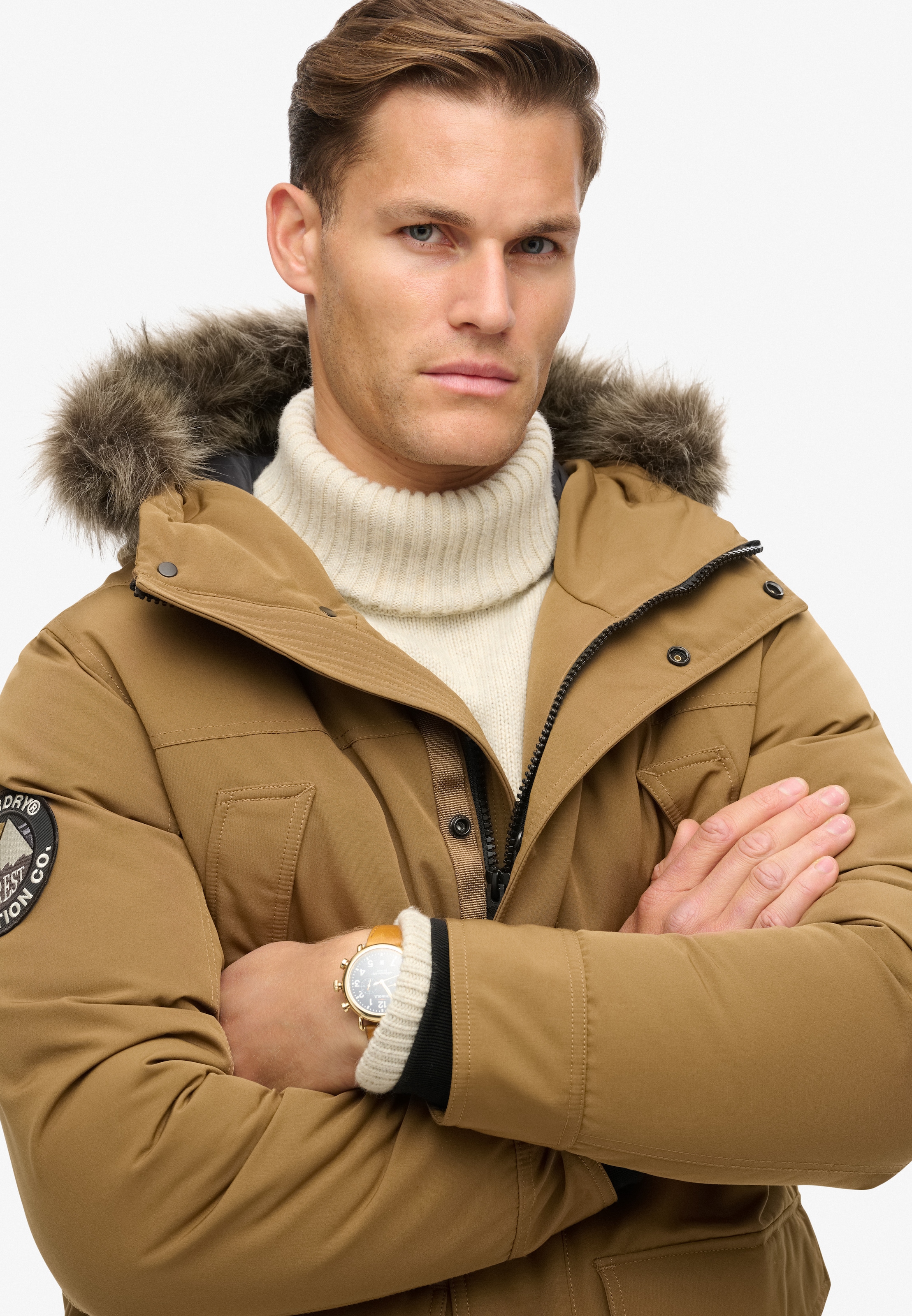 Superdry Parka »EVEREST FAUX FUR PARKA JACKET« mit Kapuze Kunstfaser, loose fit