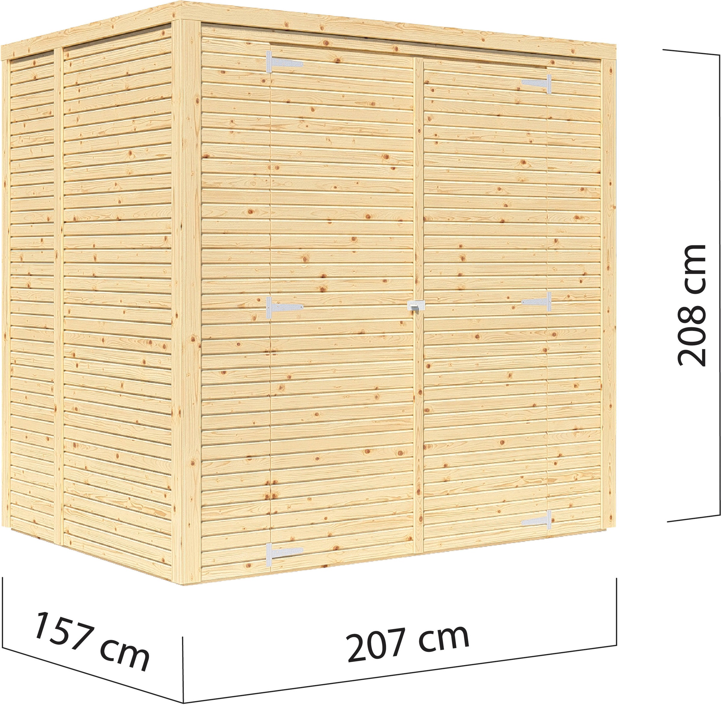 BERTILO Gerätehaus »Box 2, in verschiedenen Farben«, Hohe Doppeltür, hohe Wände – mehr Raum