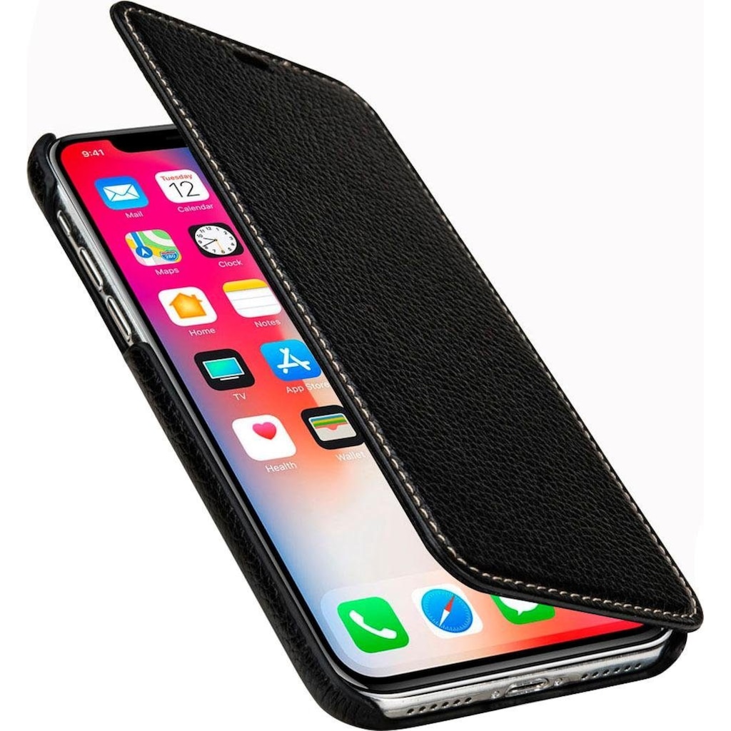 STILGUT Smartphone-Hülle »iPhone X/XS Case Book Type aus Leder ohne Clip für Linkshänder«, iPhone X-iPhone XS, 14,73 cm (5,8 Zoll)