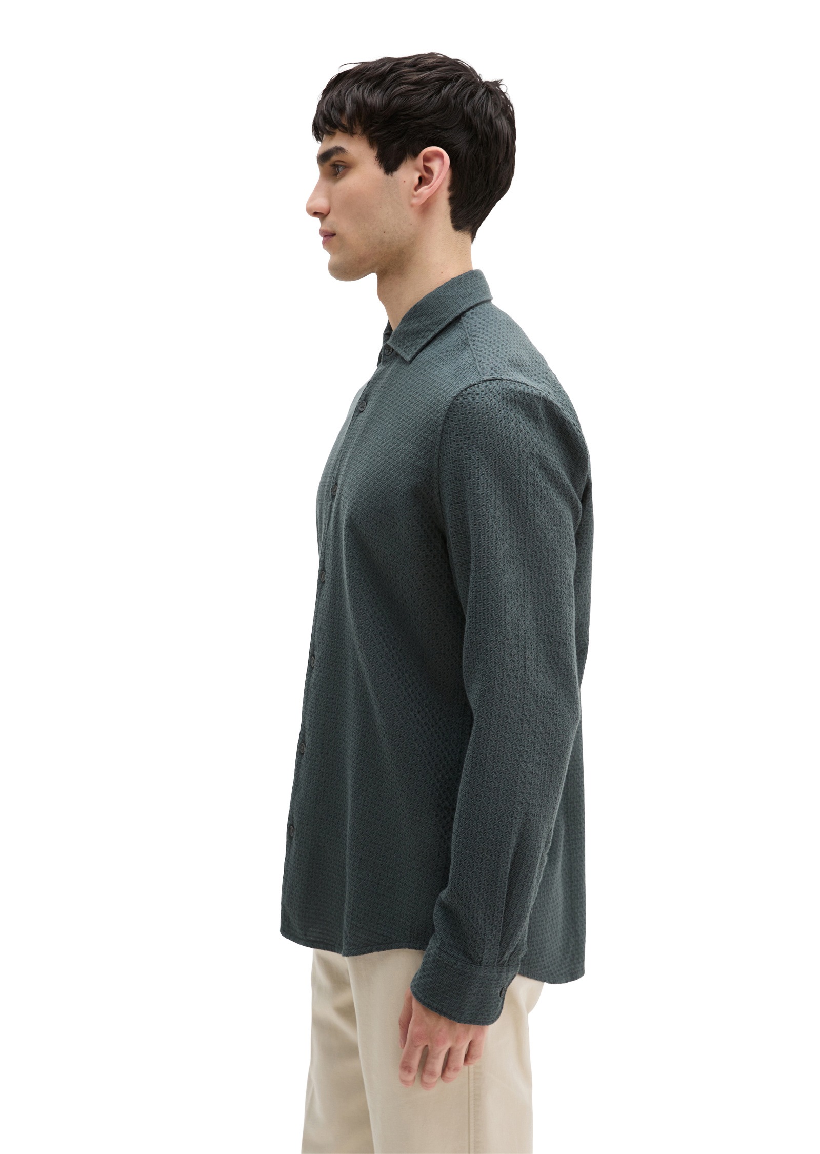 Marc OPolo Langarmhemd "aus strukturierter Bio-Baumwolle" günstig online kaufen