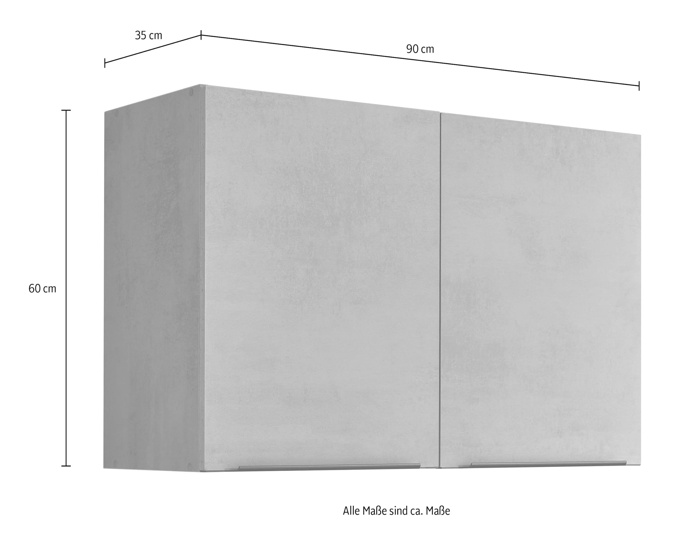 BASIC by Balculina Hängeschrank »Sanibel Küchenschrank, Küchenhängeschrank BxHxT 90 x 60 x 35 cm«, (1 St.), Breite 90cm, Melaminbeschichtung, 2 Türen und 2 Einlegeböden