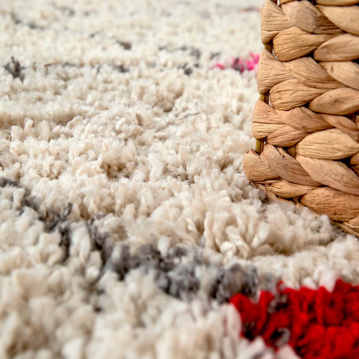 Paco Home Teppich »Wooly 281«, rechteckig, 39 mm Höhe, Hochflor-Shaggy, Scandi-Muster, mit Fransen, Wohnzimmer