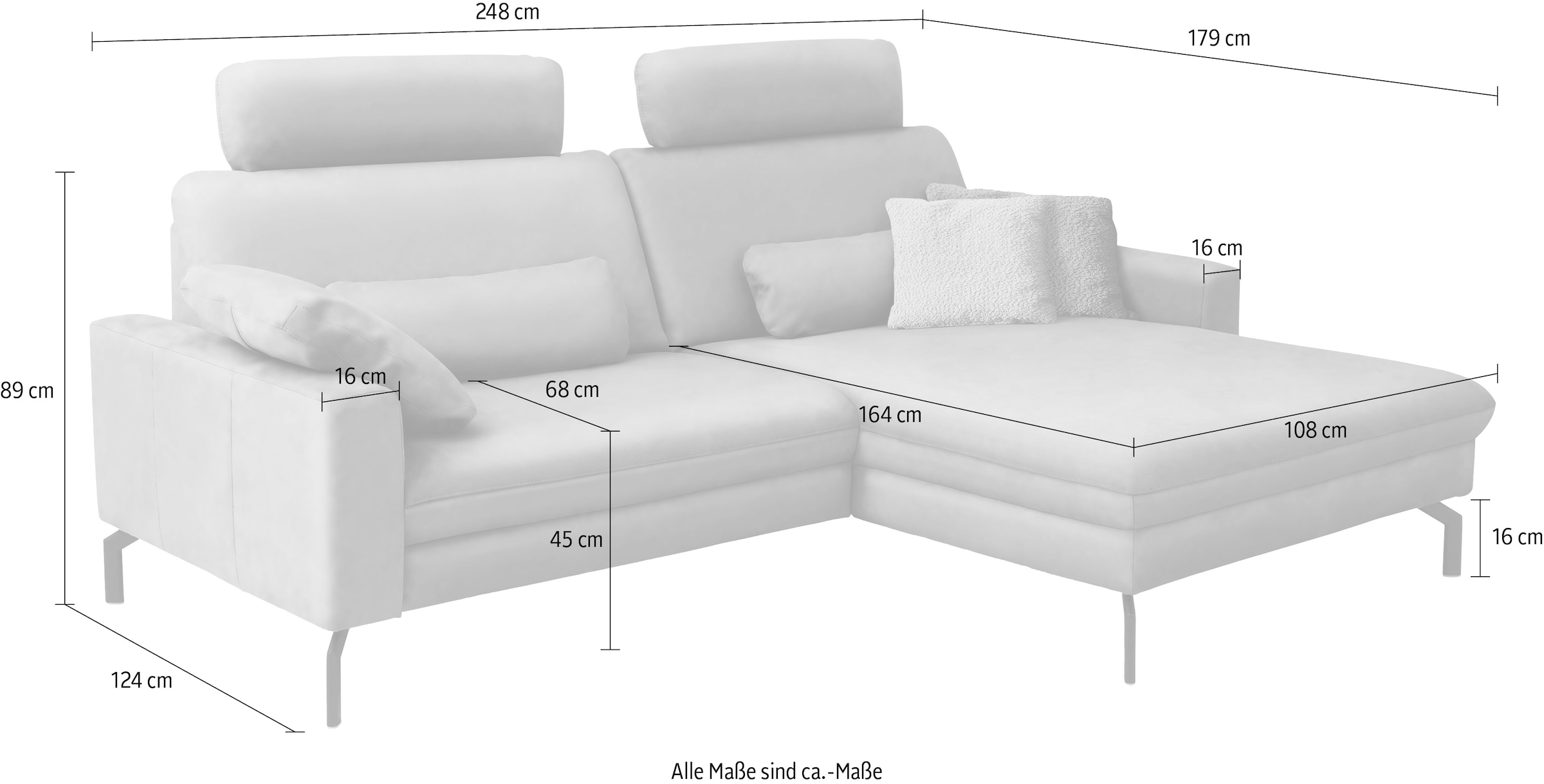 Die PlanBar Ecksofa »PN-EM20028 L-Form mit Kopfstützen«, wahlweise mit motorischem Canape